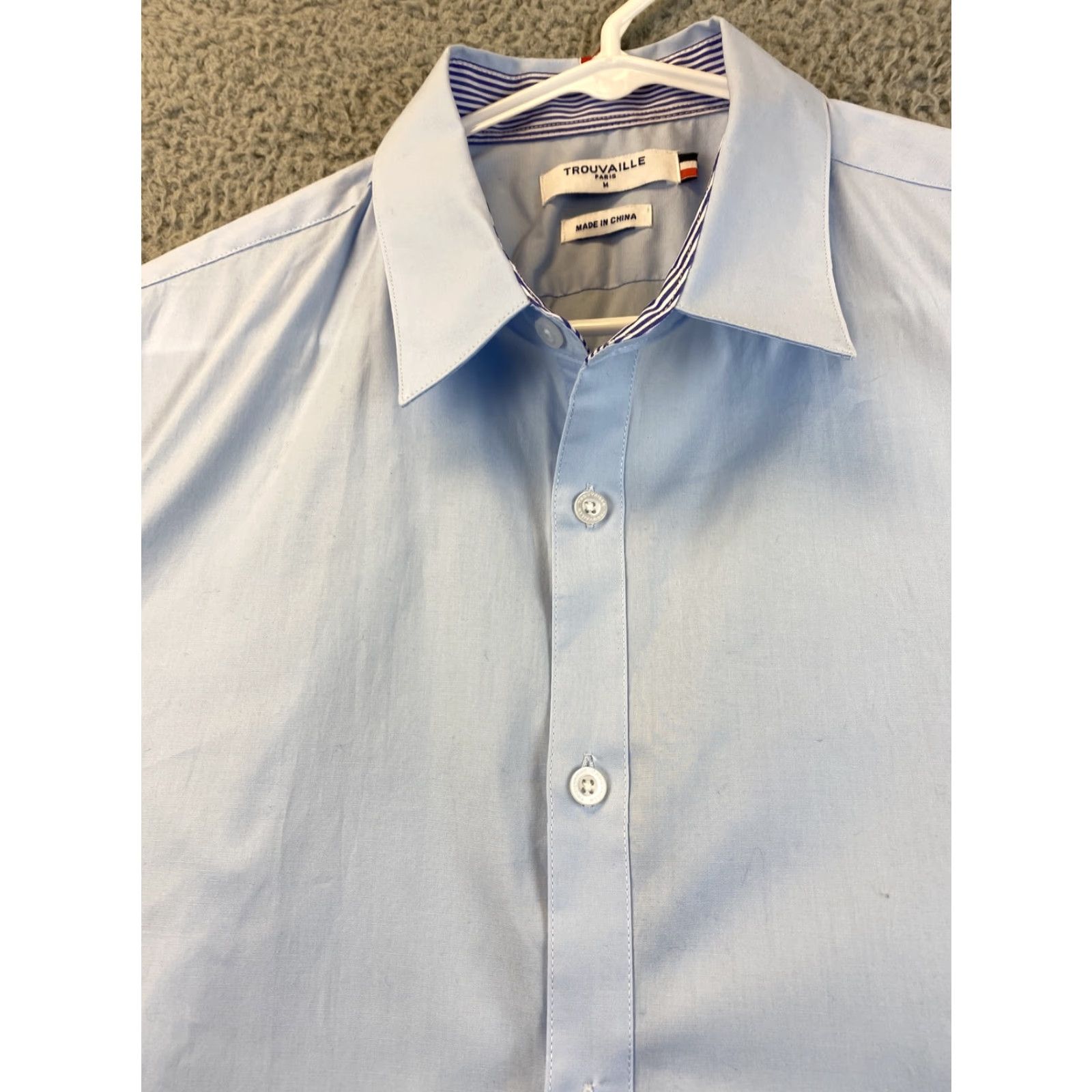 Vintage Trouvaille Paris Men's M Short Sleeve Casual Dress Shirt Blue Shirt Button-Up Casual Beach Hawaiian 80-17 Mens Size US M / EU 48-50 / 2 - 2 Thumbnail