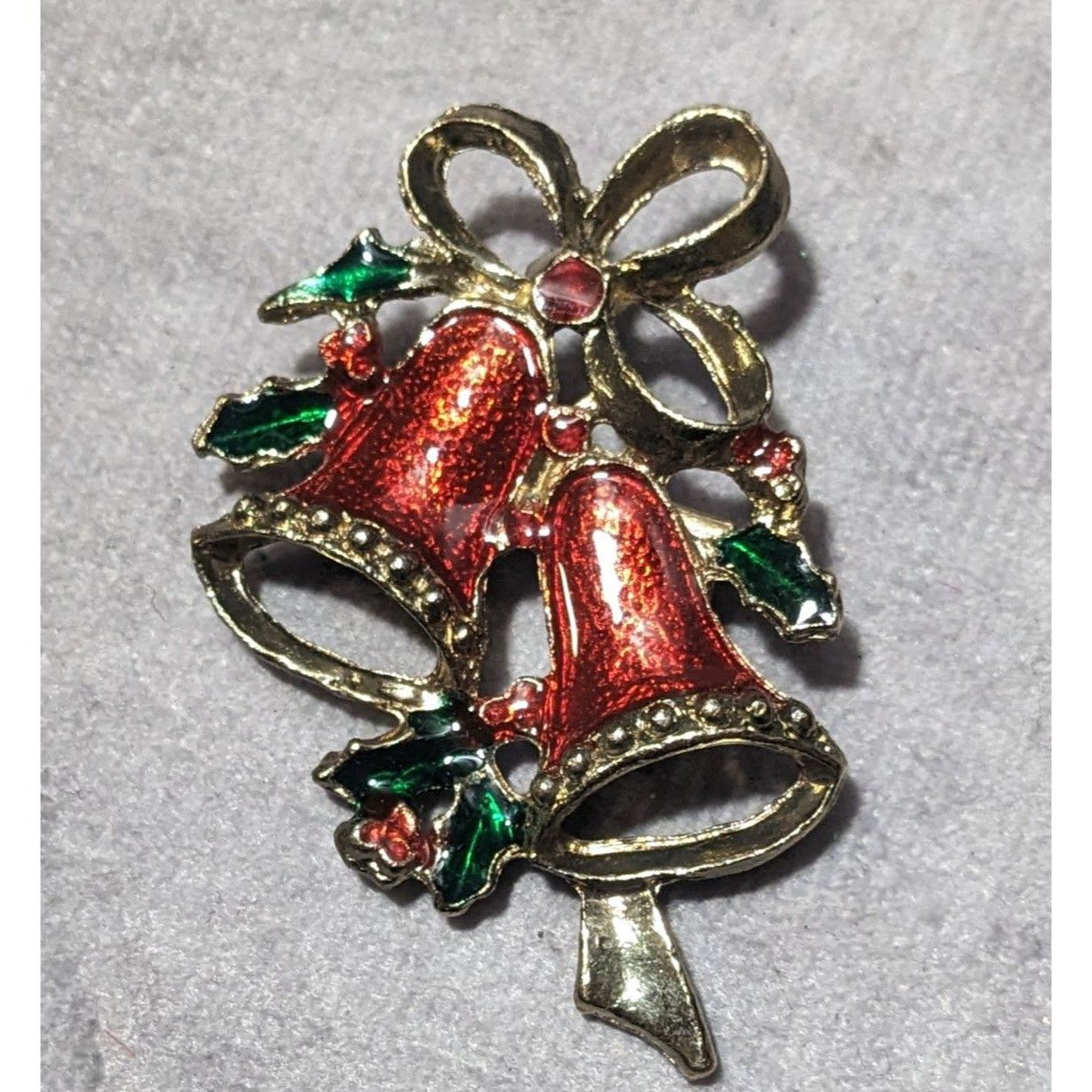 Other Vintage Holiday Holly Bell Enameled Brooch Size ONE SIZE - 4 Thumbnail