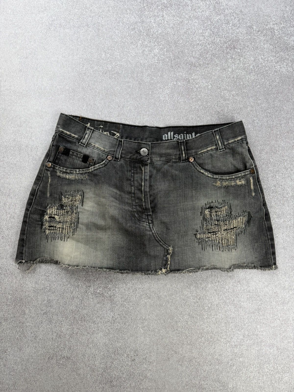 Allsaints Allsaints Distressed Denim Mini Skirts Size M Size 26" / US 2 / IT 38 - 1 Thumbnail