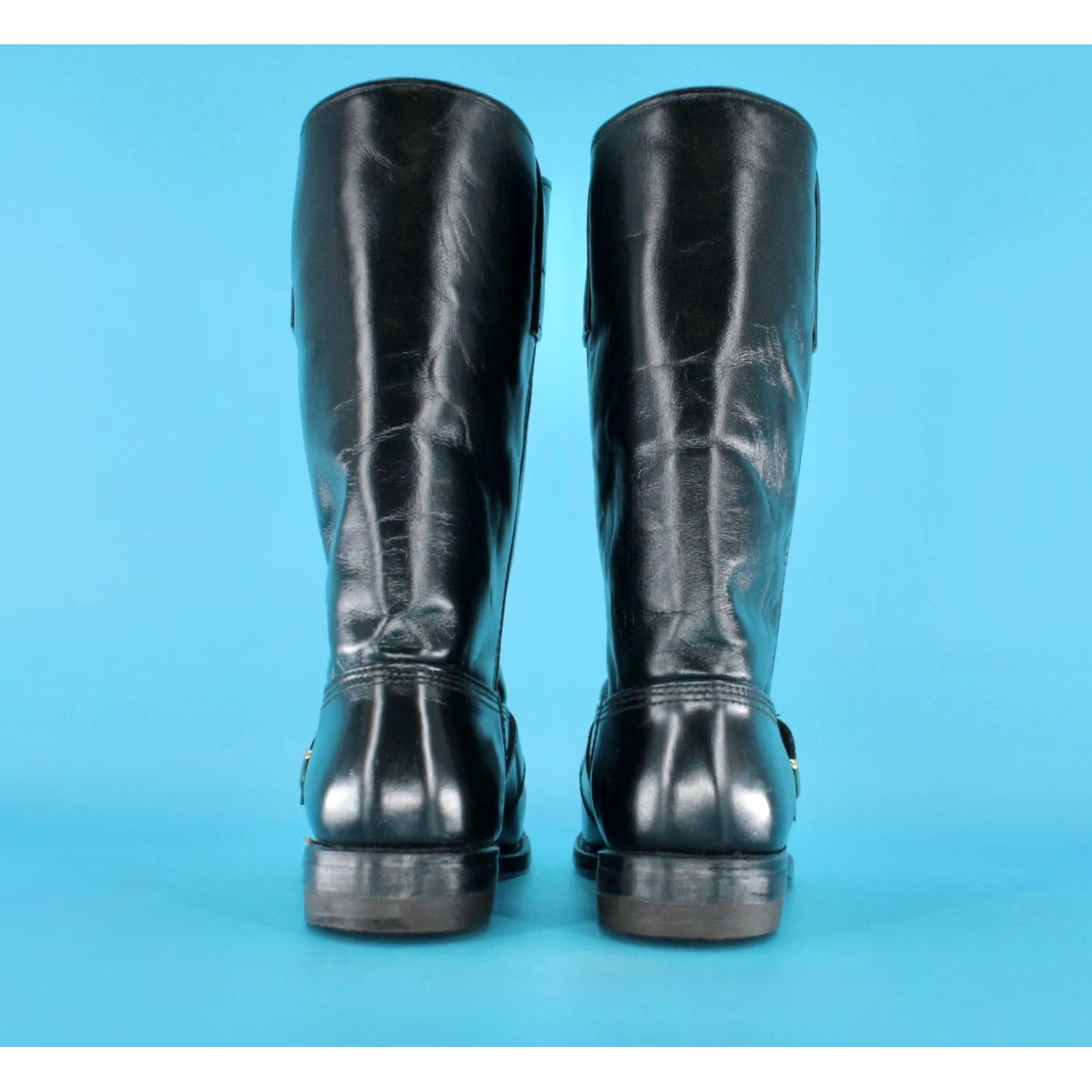 Vintage Texas Boots Men’s 70s VTG NOS Black Leather Boot 7.5 D 1970s Engineer Captoe Style Size US 8 / EU 41 - 5 Thumbnail
