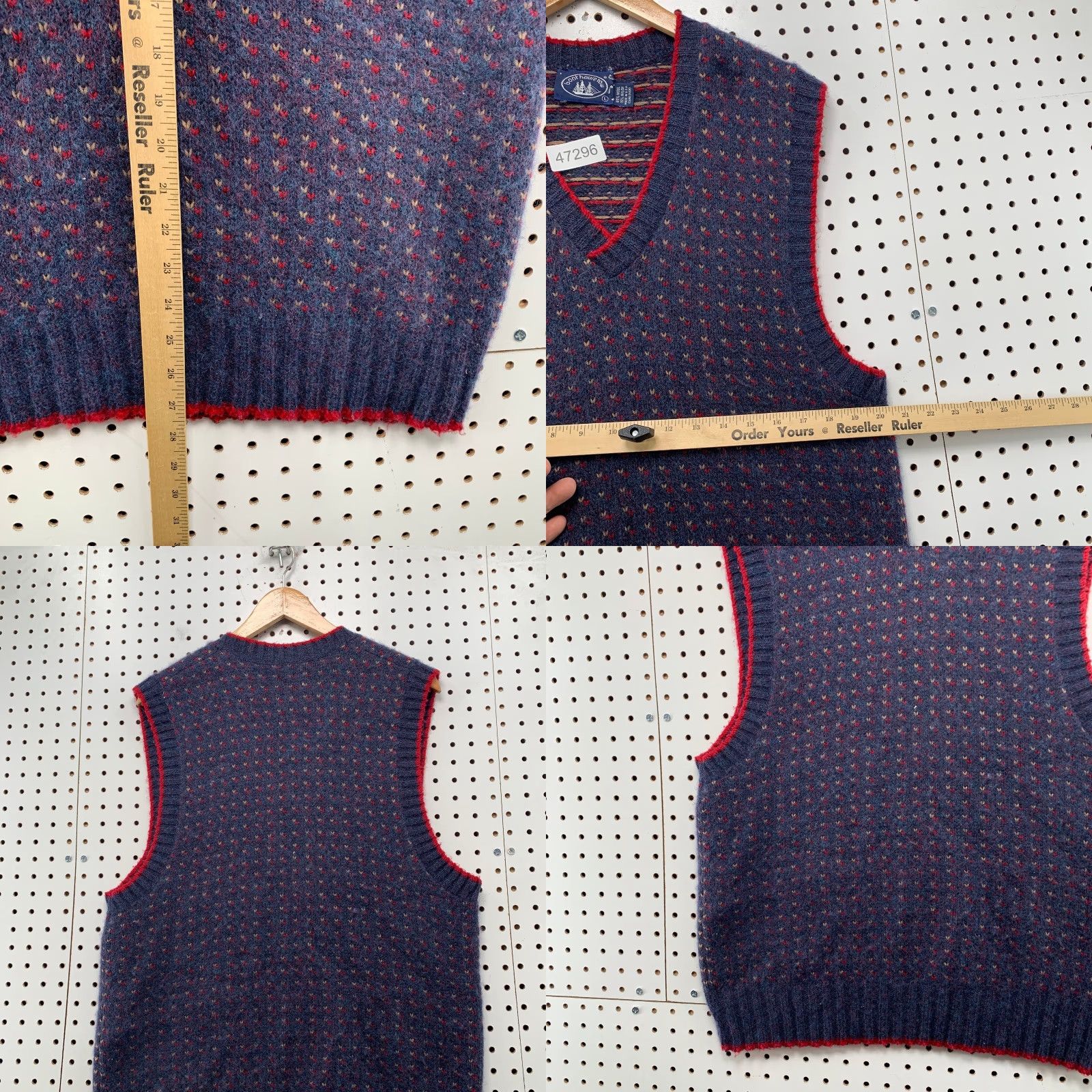 Vintage VINTAGE Boat House Row Mens Large Blue Wool Vest Sweater Knit - Birdeye Knit Vest USA Theme, US Size US L / EU 52-54 / 3 - 8 Thumbnail