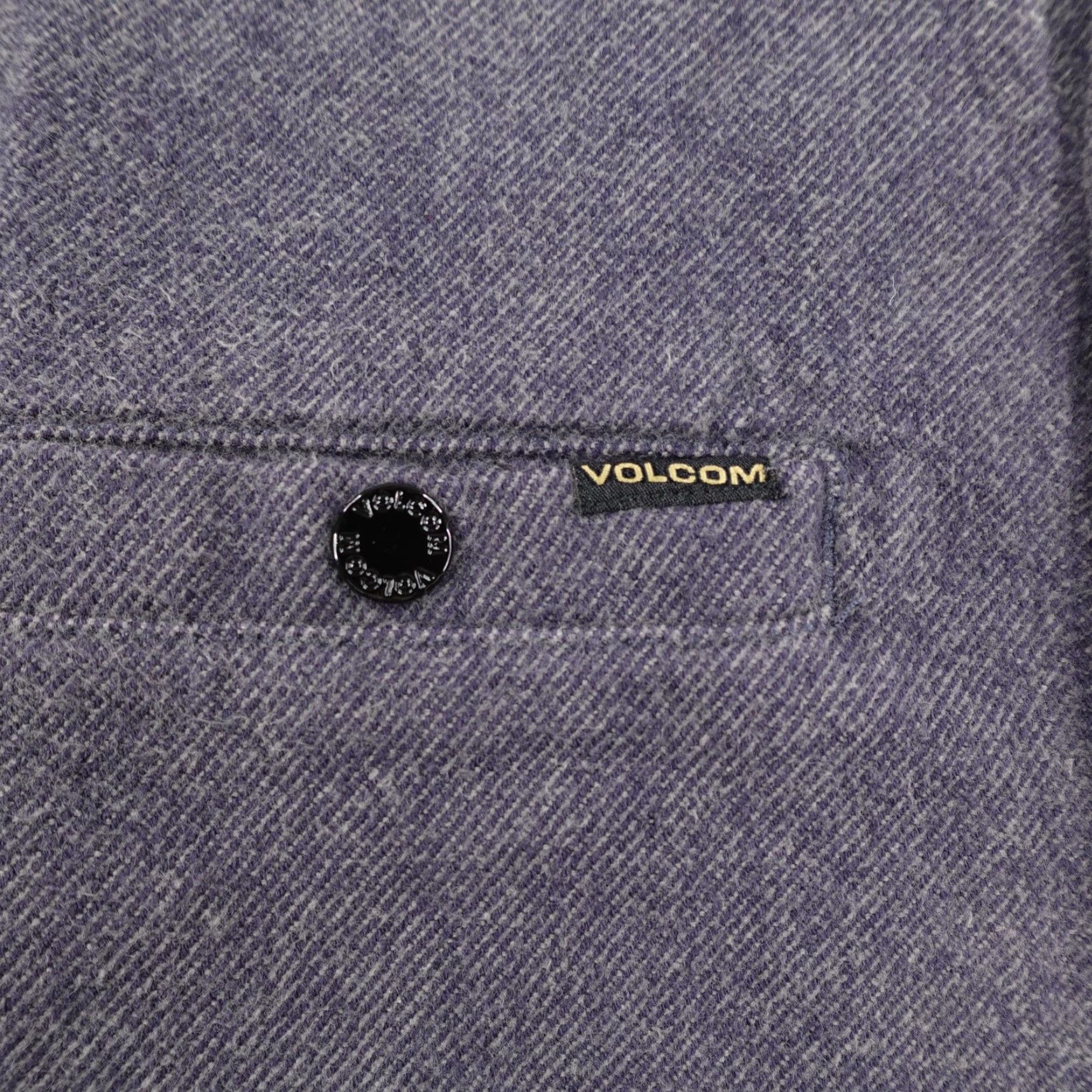 Volcom VINTAGE Volcom Jacket Mens Small Gray Delroy Flannel Shacket Elbow Patches Field Snap Up Slim Mid-Length Outdoors Mens Size US S / EU 44-46 / 1 - 3 Thumbnail