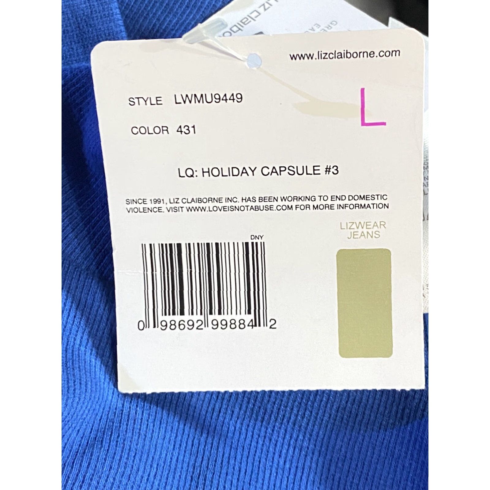 Liz Claiborne Liz Claiborne Womens Blue Long Sleeve Mock Neck Stretch size Large Blouse Size L / US 10 / IT 46 - 7 Thumbnail
