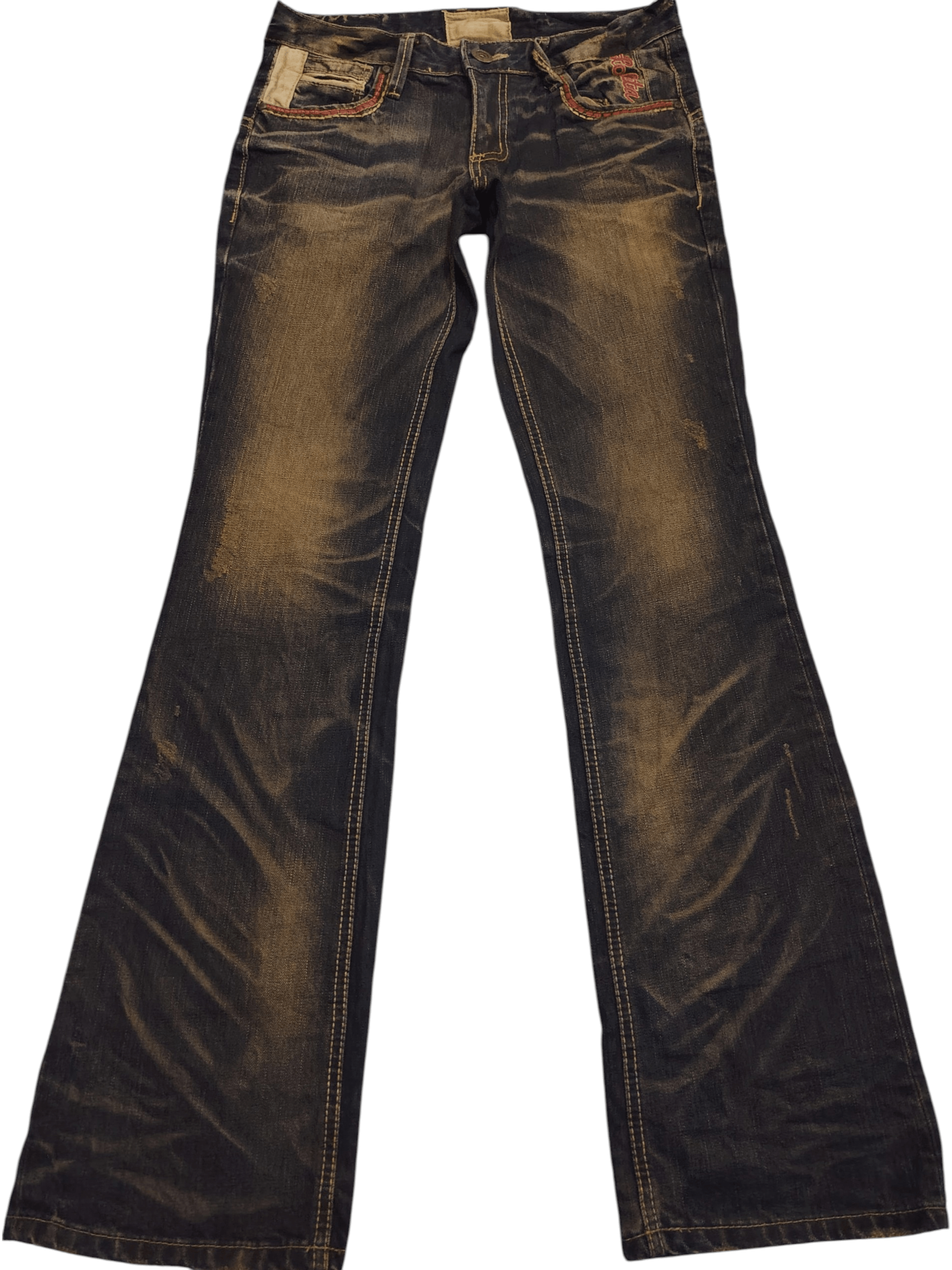If Six Was Nine Rare Lolita Flared jeans Embroidered Distressed Jean Mudwash Size US 30 / EU 46 - 2 Thumbnail