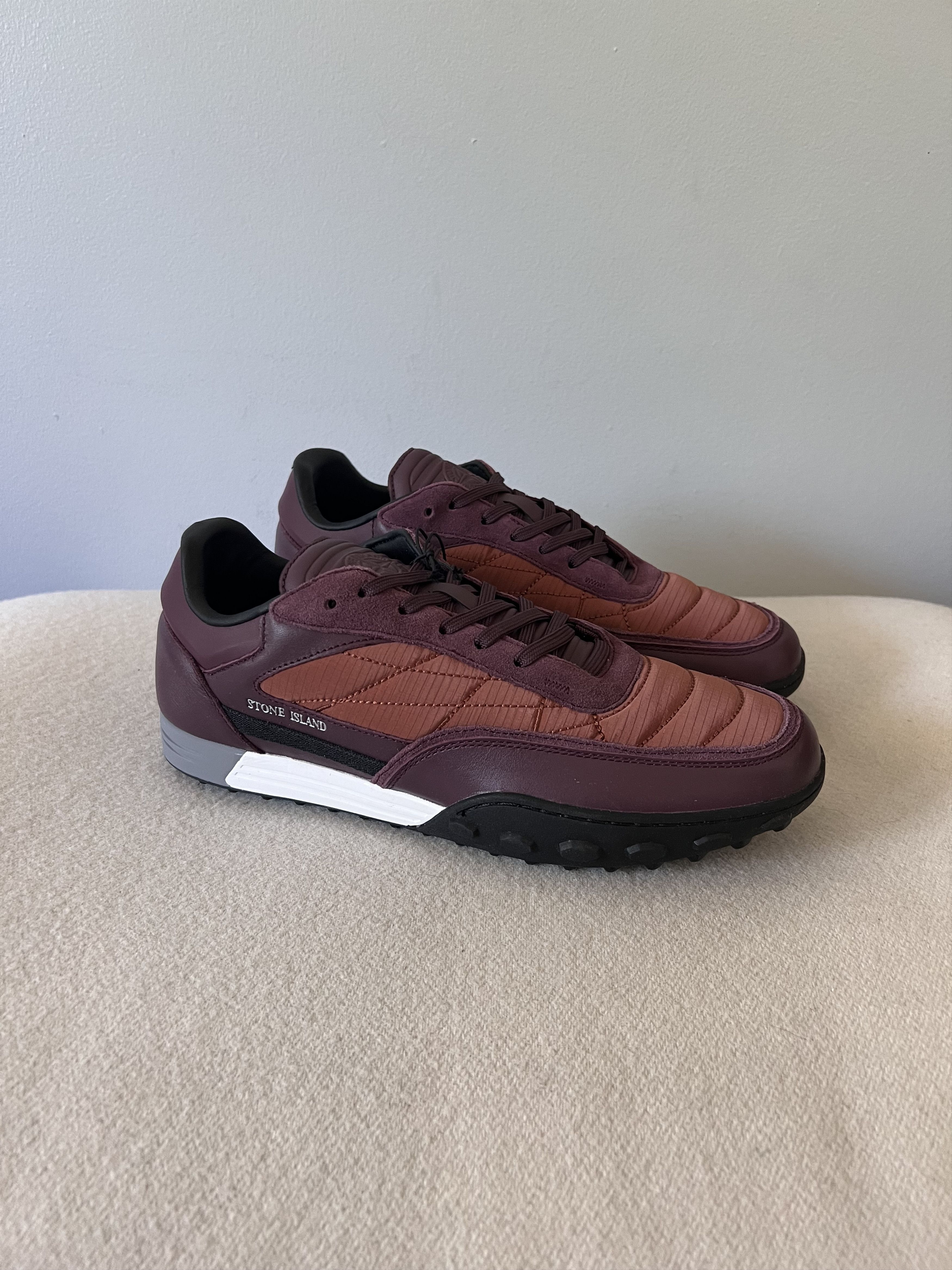 Stone Island Football Sneakers in Burgundy Footwear