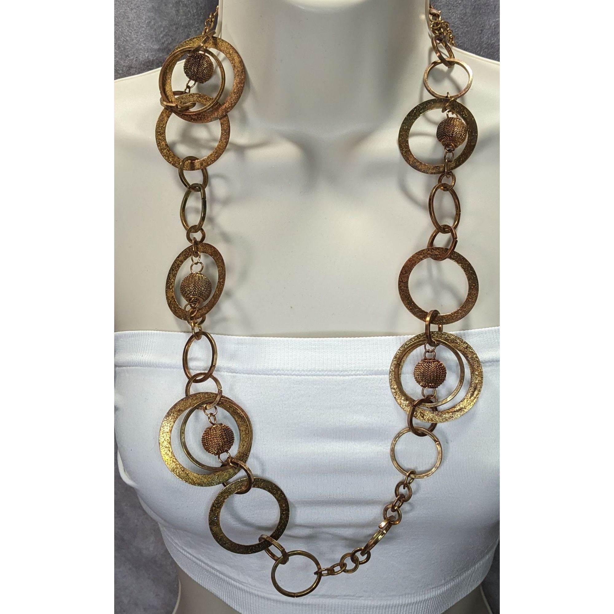 Other Vintage Glam Gold/Copper-Toned Statement Necklace With Textu Size ONE SIZE - 4 Thumbnail