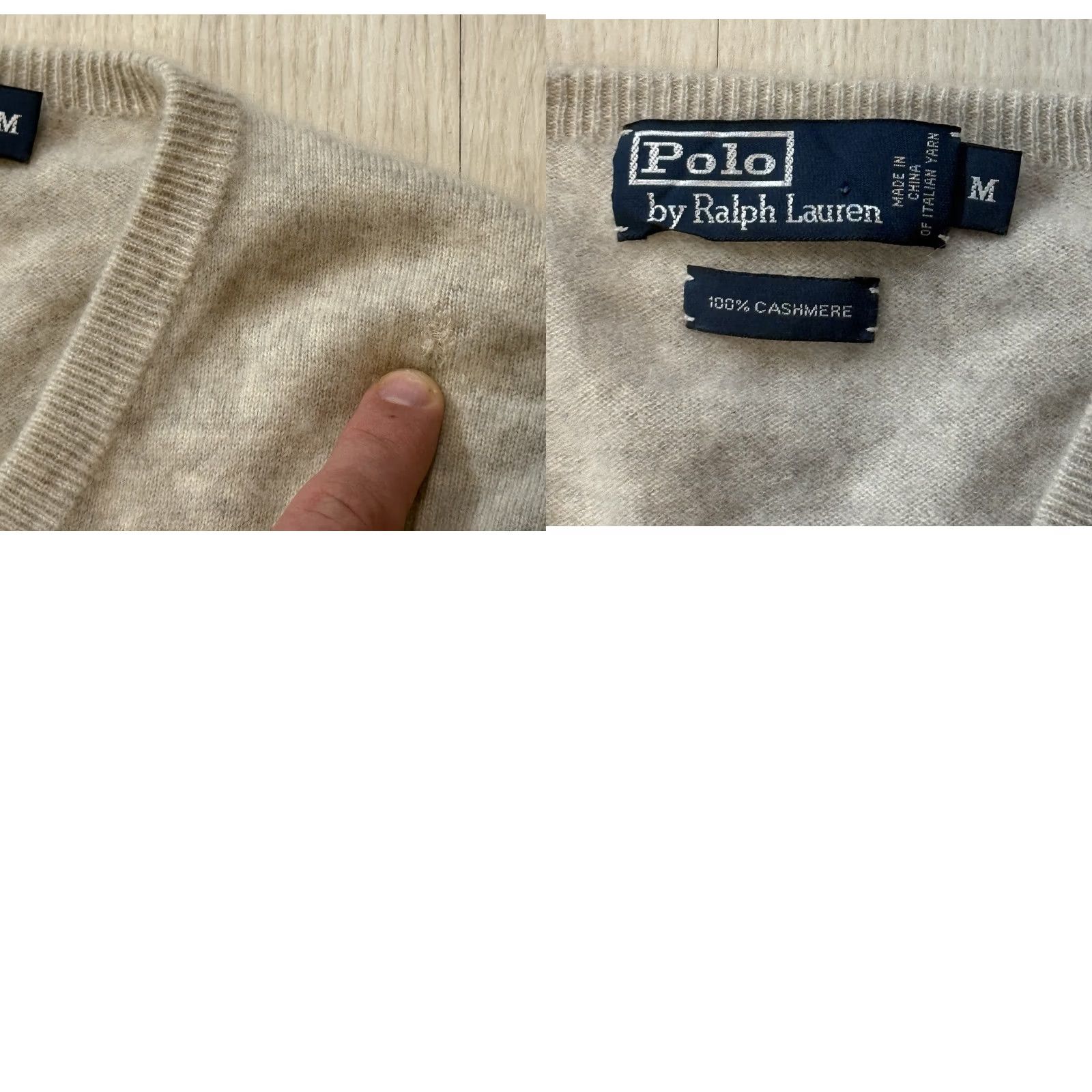 Ralph Lauren VINTAGE Ralph Lauren Polo 100% Cashmere V-Neck Sweater Medium Beige Long Sleeve Men Sweatshirt Pullover 90s Classic Preppy USA Designer Dad Size US M / EU 48-50 / 2 - 8 Thumbnail