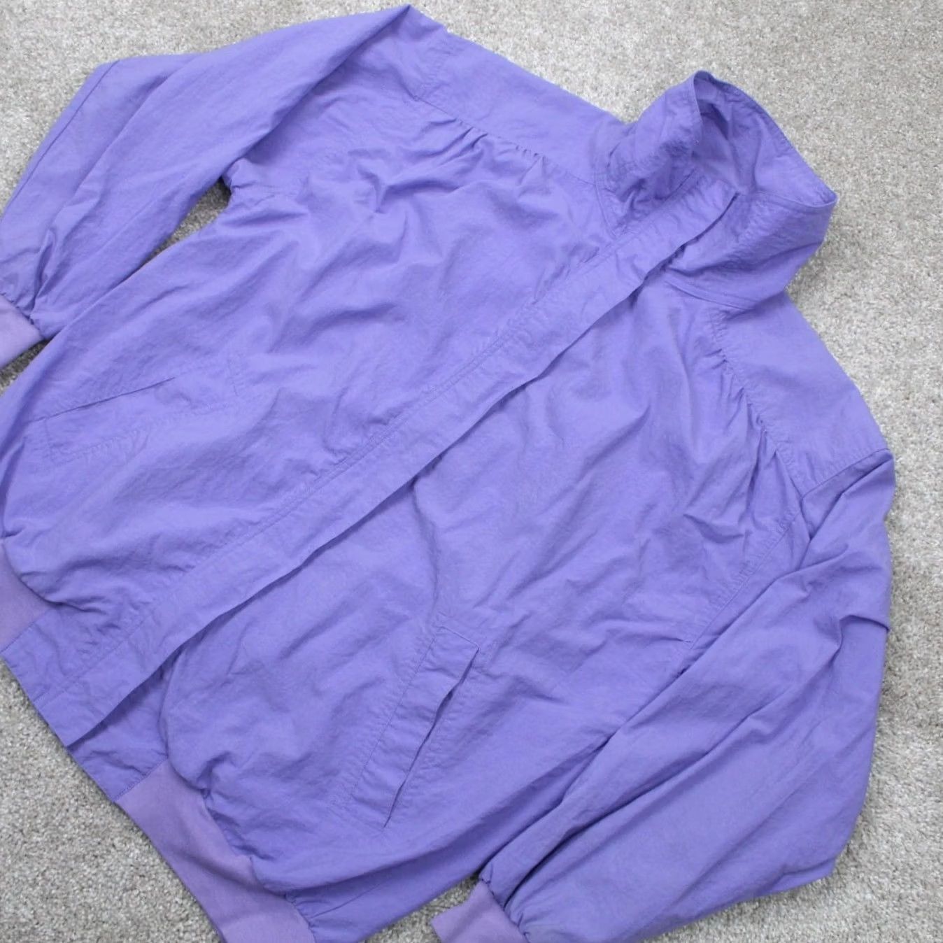 Vintage Alfred Dunner Purple Full Zip Windbreaker Jacket Womens Medium 100% Nylon Solid Mid-Length Zip Front Coat Jacket Size M / US 6-8 / IT 42-44 - 3 Thumbnail