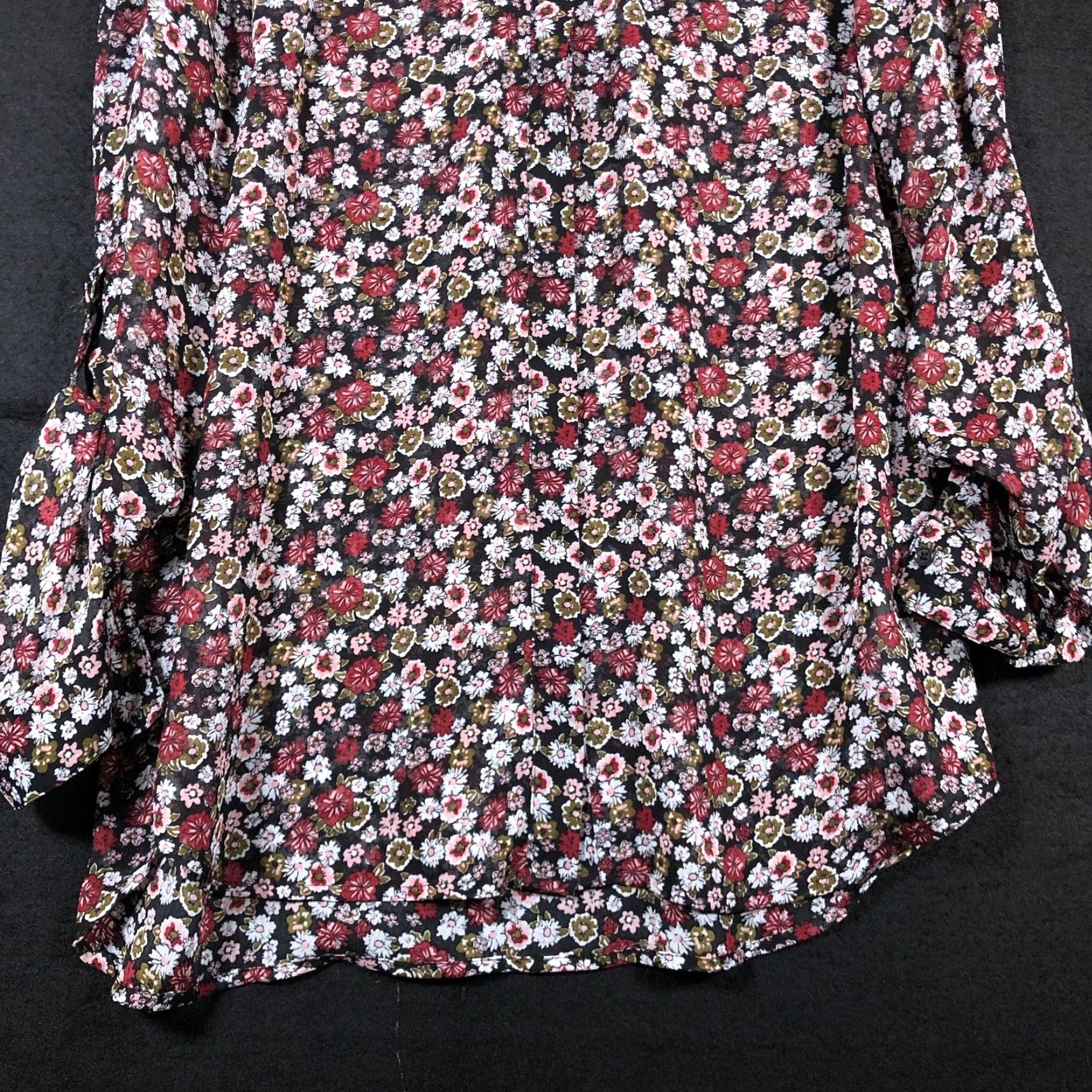 Vintage Kut from the Kloth Blouse Womens Black Multi Floral Collared Button Down Sheer M Size M / US 6-8 / IT 42-44 - 3 Thumbnail