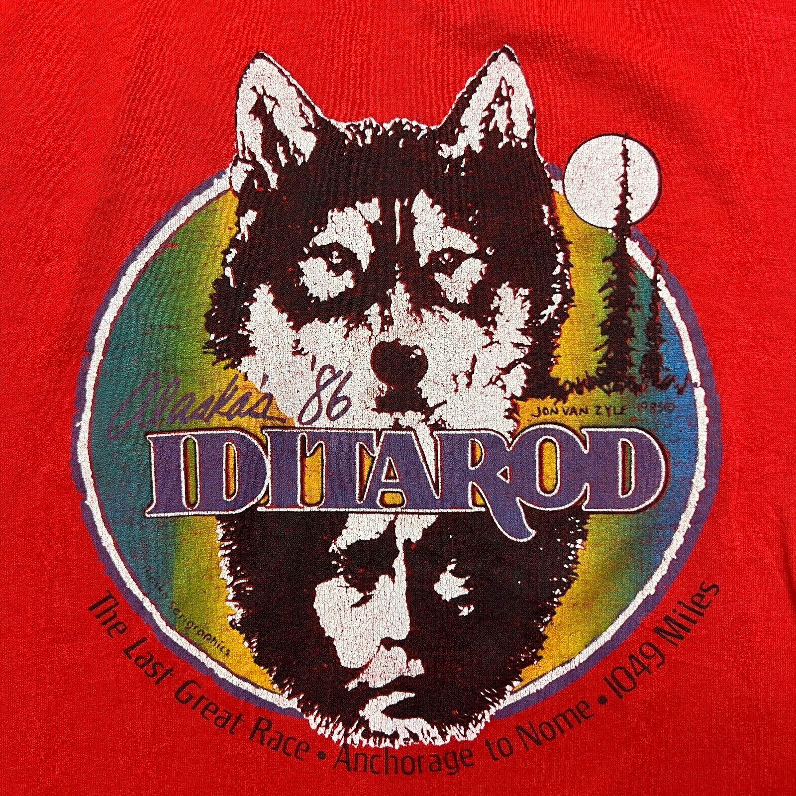 Vintage 1986 Iditarod Alaska Husky Dog T Shirt XS Single Stitch Tee Size US XS / EU 42 / 0 - 3 Thumbnail