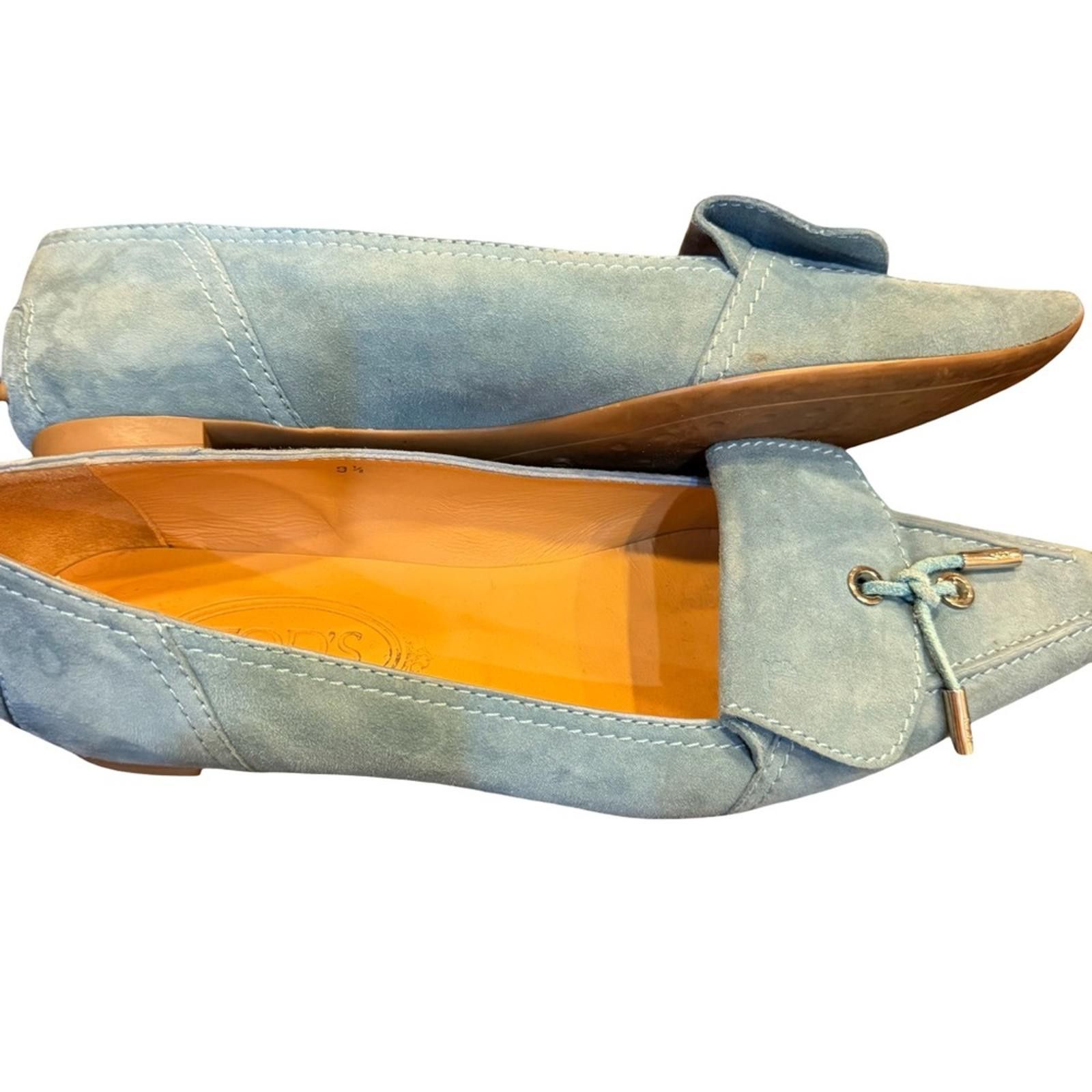 Tod's Tod's Women’s Sea Foam Blue Suede Square Toe Loafers sz 9.5 Size US 9.5 / IT 39.5 - 6 Thumbnail