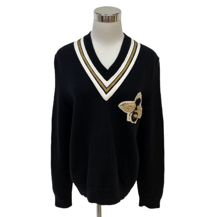 Gucci Gucci Bee Embroidered V-Neck Sweater Size S Size US S / EU 44-46 / 1 - 1 Thumbnail