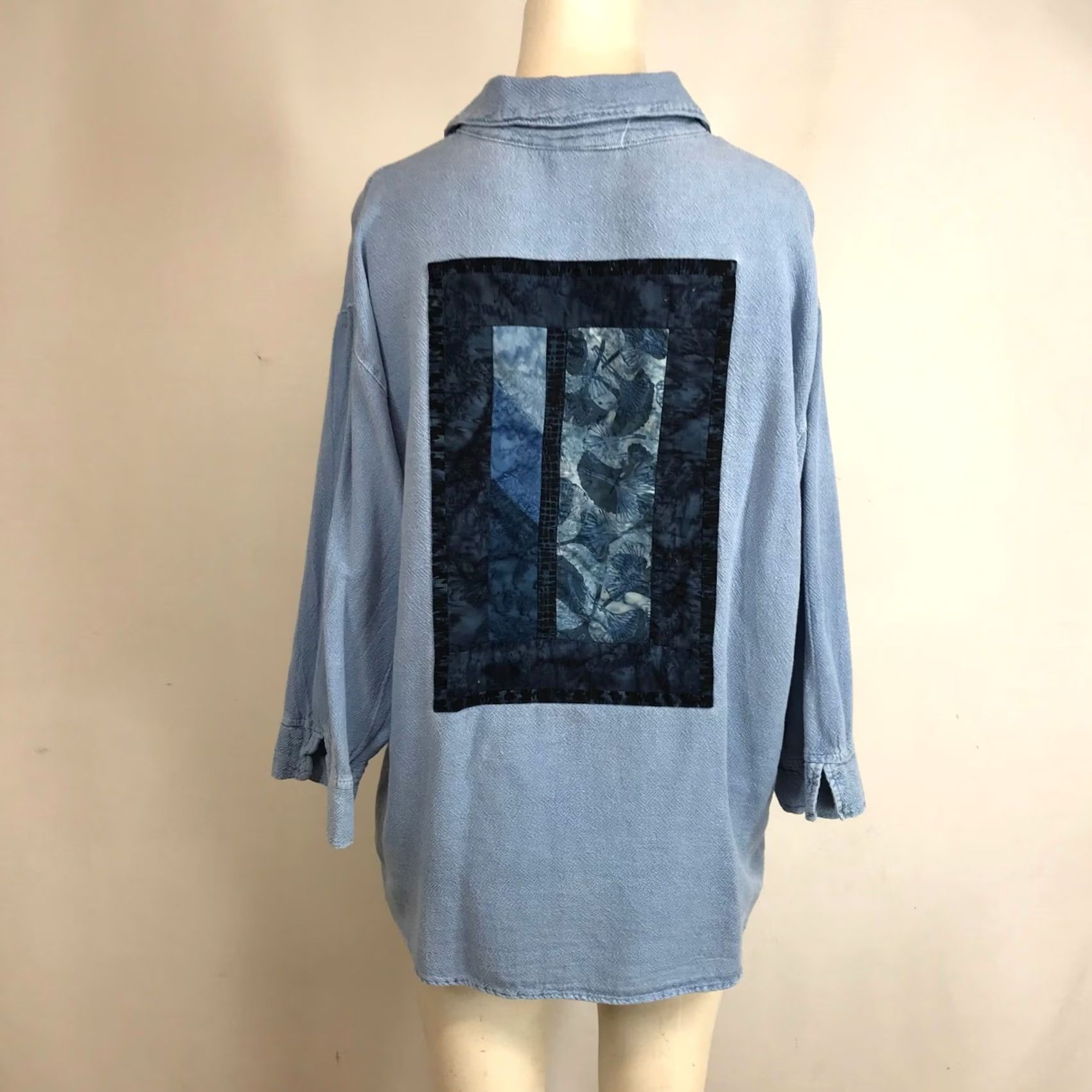 Vintage Brie Kriebel Clothing Blue Batik Patchwork Button Down Shirt Womens Large Oregon Size L / US 10 / IT 46 - 6 Thumbnail