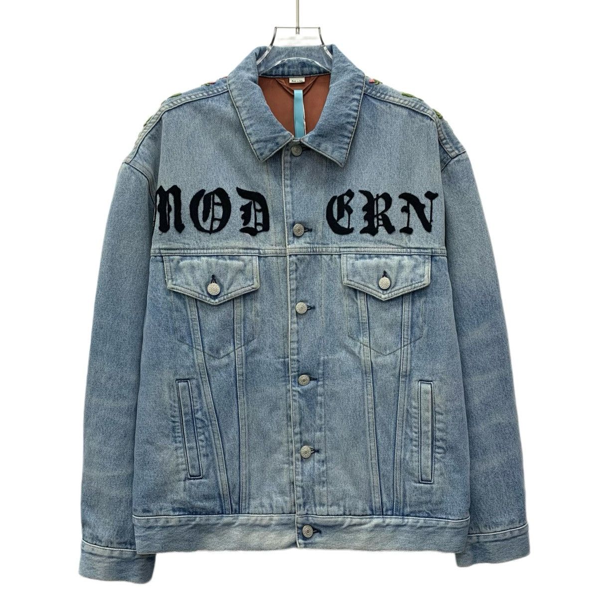 Gucci Light Blue Aged Floral Embroidered Cotton Denim Jacket