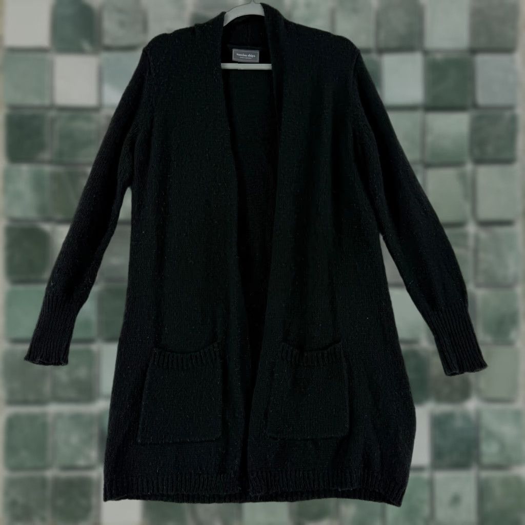 Vintage Wooden Ships Cardigan Sweater Women Small Black Long Sleeve Knit Wool Mohair Size S / US 4 / IT 40 - 1 Thumbnail
