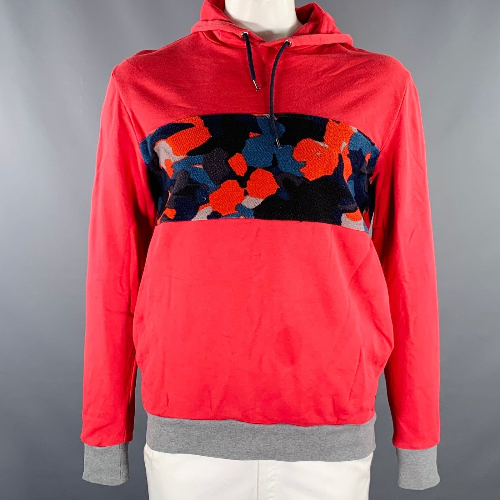 Paul Smith Size L Red Blue Mixed Fabrics Cotton Hooded Sweatshirt Size US L / EU 52-54 / 3 - 1 Thumbnail