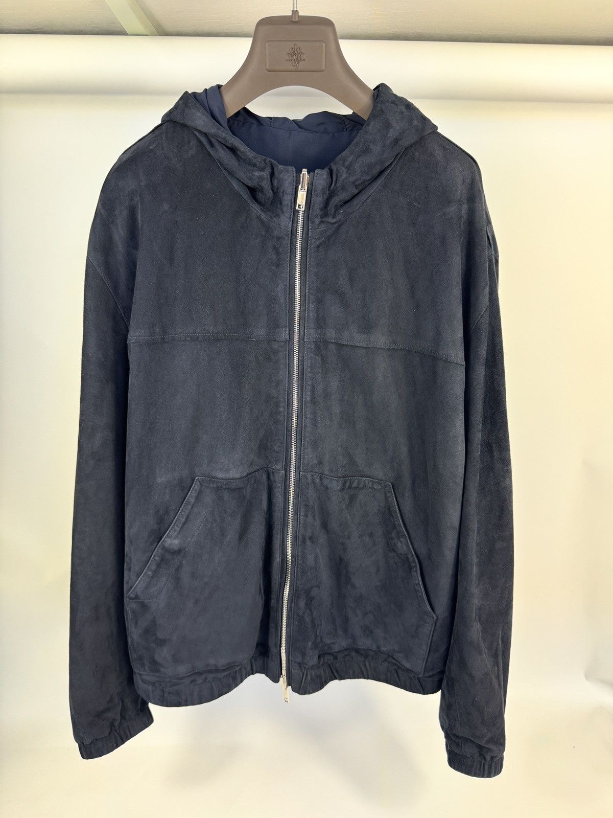 Eleventy Hooded Regular-Fit Suede Reversible Jacket Size US XL / EU 56 / 4 - 1 Thumbnail