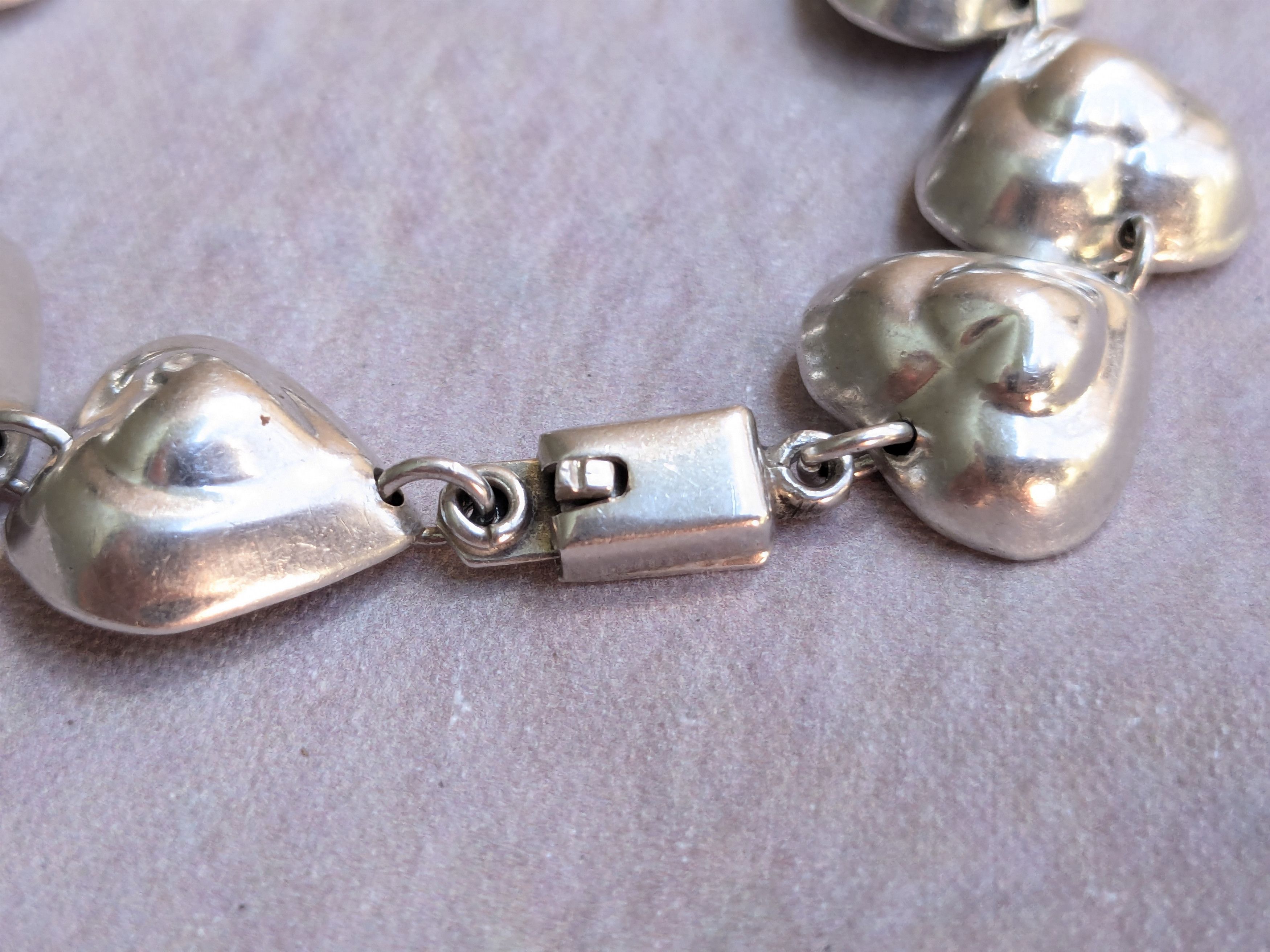 Jewelry Vintage Taxco Sterling Silver Heart Bracelet Y2K 7.5" Size ONE SIZE - 6 Thumbnail