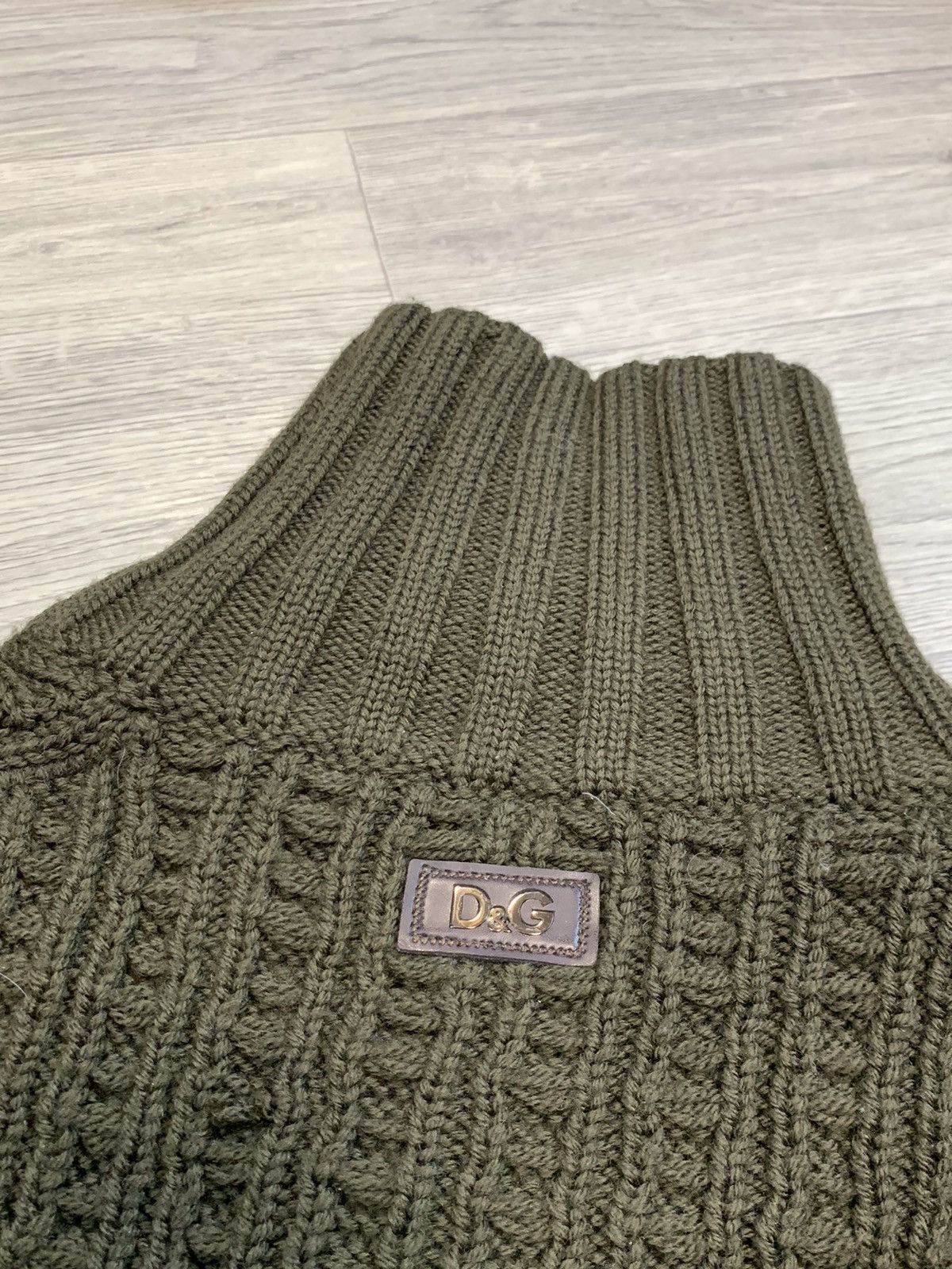 Dolce & Gabbana D&G Olive Green Cable Knit Wool Sweater XL Size US L / EU 52-54 / 3 - 10 Thumbnail