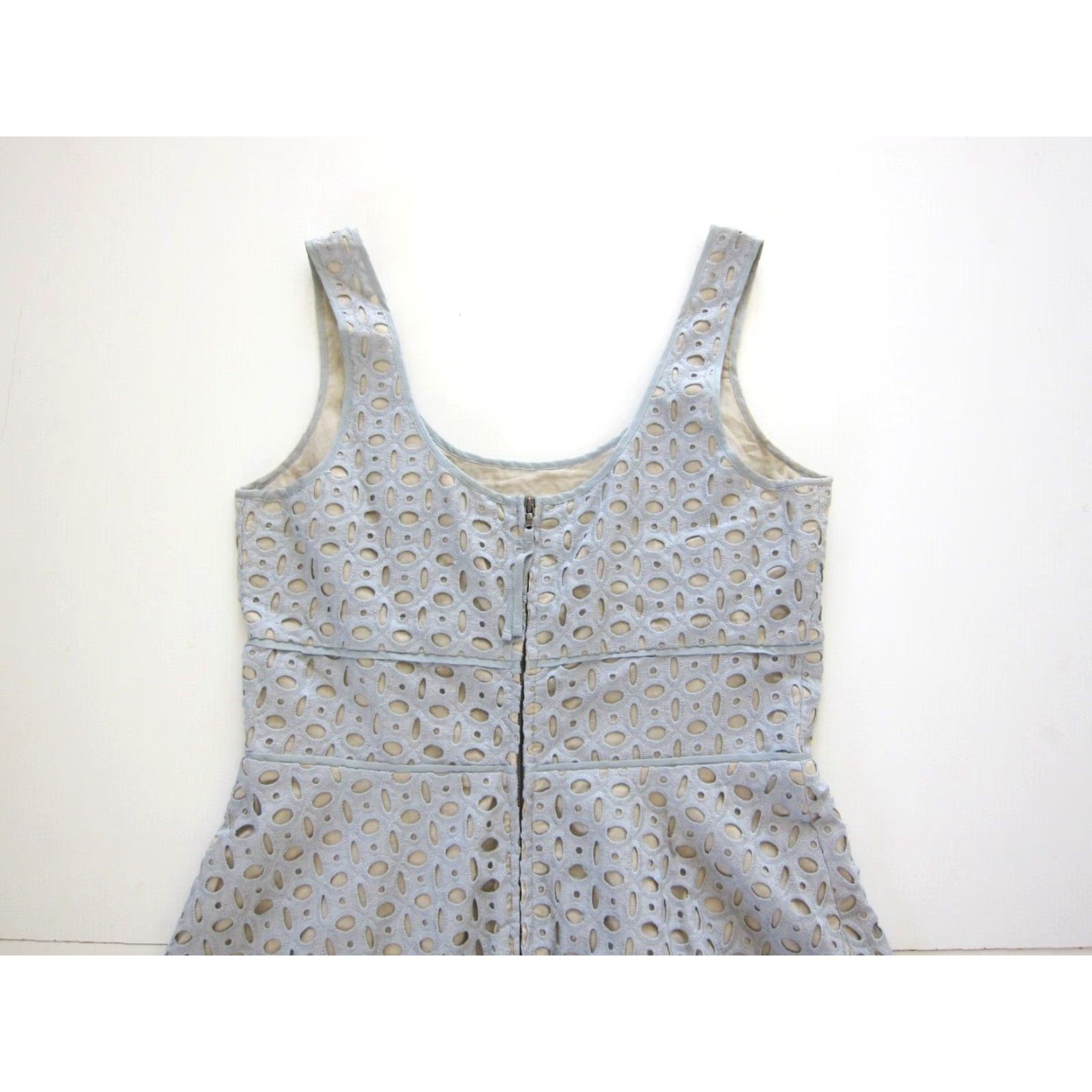 Loft Ann Taylor Loft Cotton Light Blue Floral Embroidered Sleeveless Tank Dress 4 Size S / US 4 / IT 40 - 5 Thumbnail