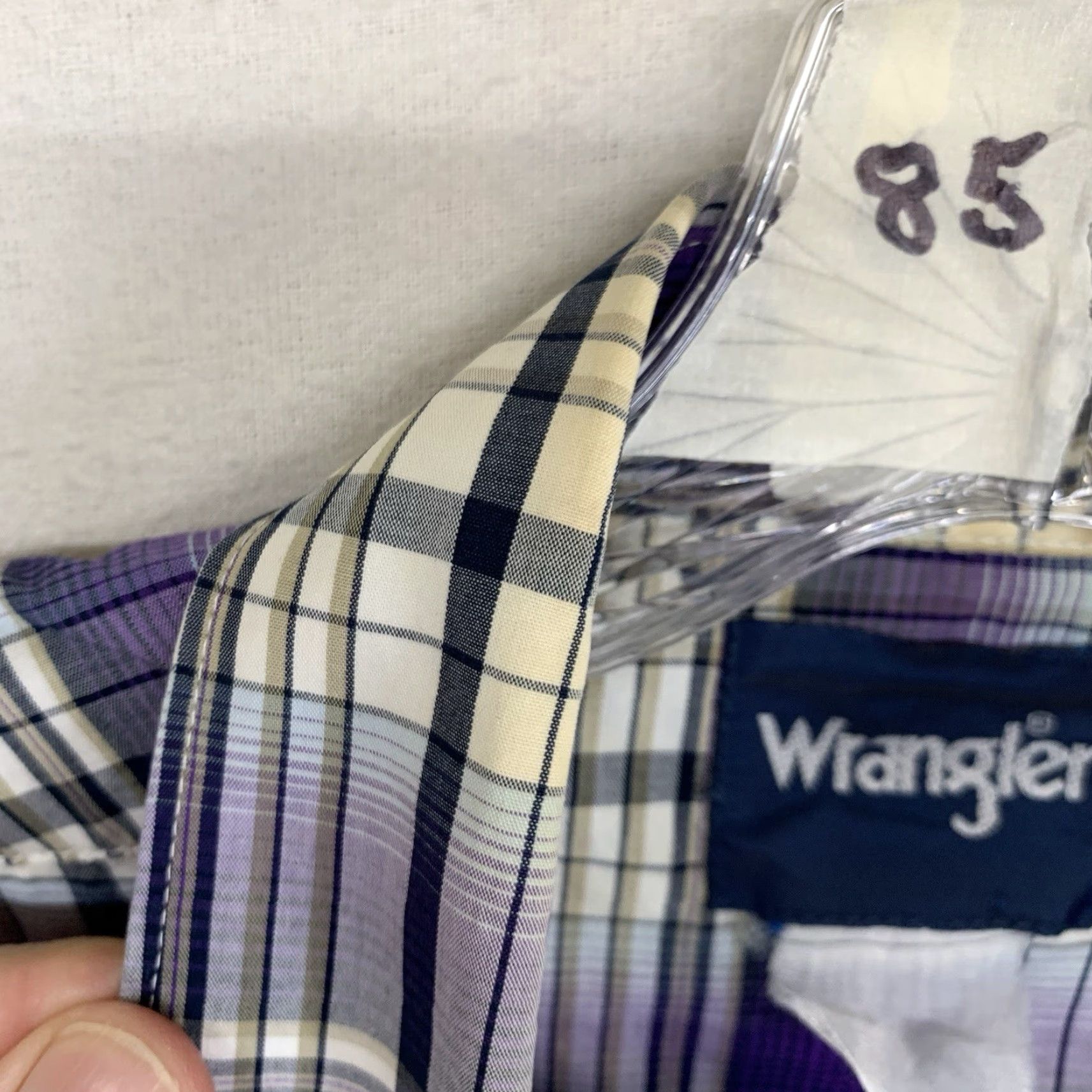 Wrangler VINTAGE Wrangler Western Pearl Snap Shirt Mens XL Plaid Long Sleeve Purple White Cowboy Retro 90s Size US XL / EU 56 / 4 - 6 Thumbnail
