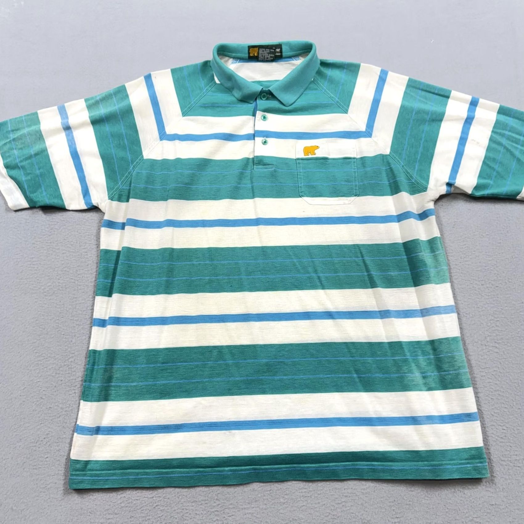 Golden Bear Golden Bear Polo Shirt Mens 3XL Green Stripe Knit Casual Golf Polo Shirt Mens 3XL Green Striped Polo Shirt Size US XXL / EU 58 / 5 - 2 Thumbnail