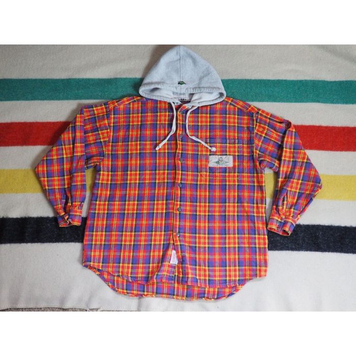 90s cheap flannel hoodie