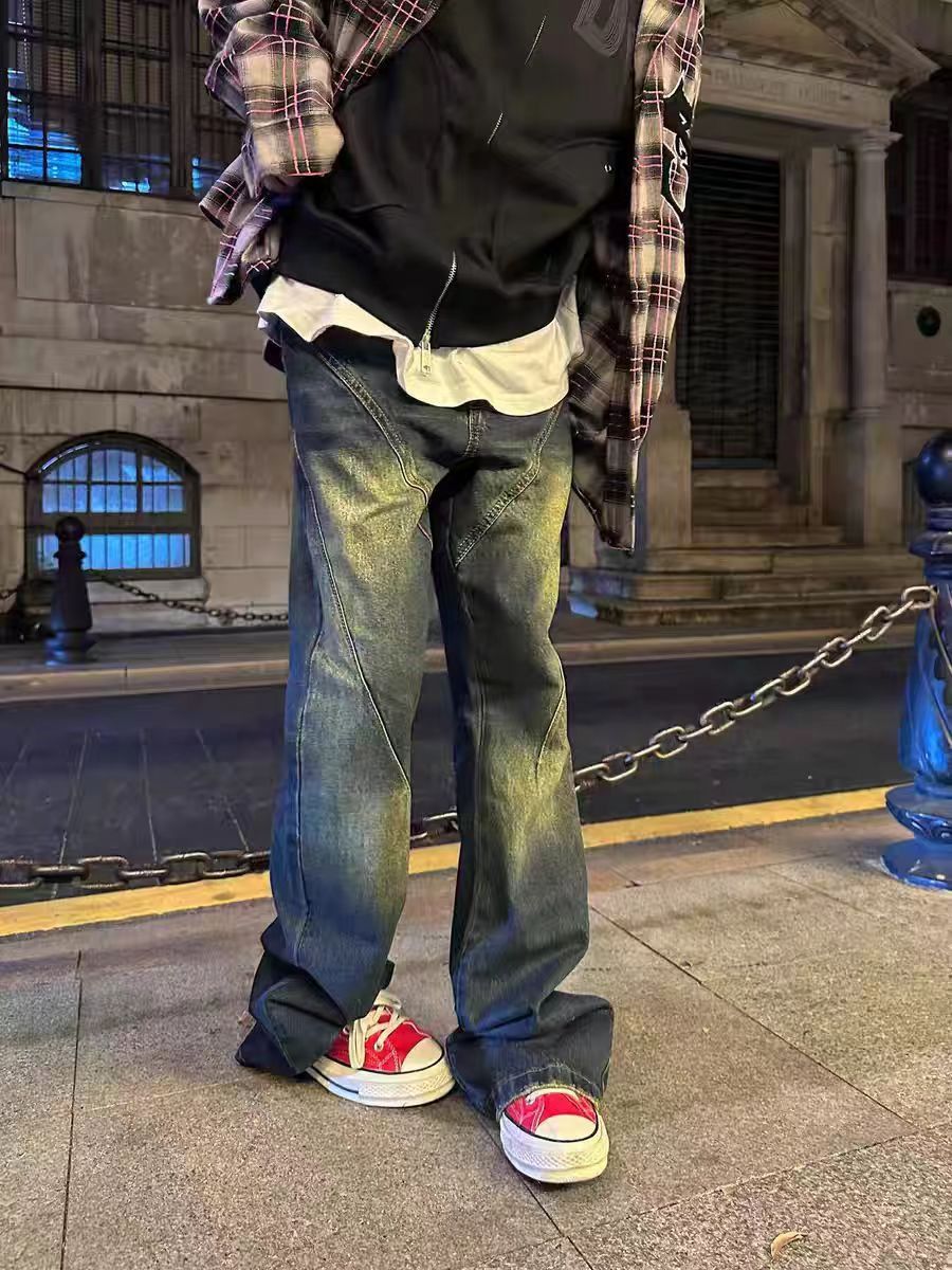 Japanese Brand × Vintage Vintage street spliced washed and faded micro flare jeans Size US 30 / EU 46 - 5 Thumbnail