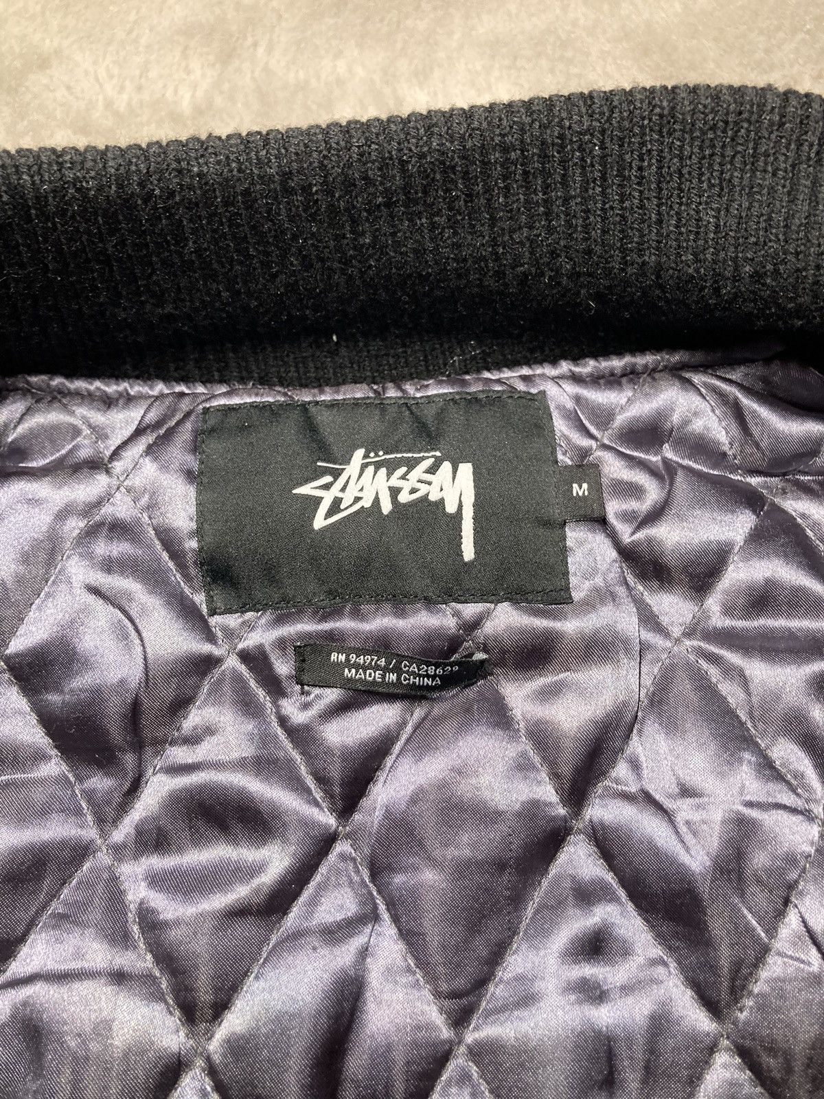 Stussy × Vintage ⛩️Stüssy Varsity Wool Bomber Jacket M y2k baggy rare big logo Size US M / EU 48-50 / 2 - 7 Thumbnail