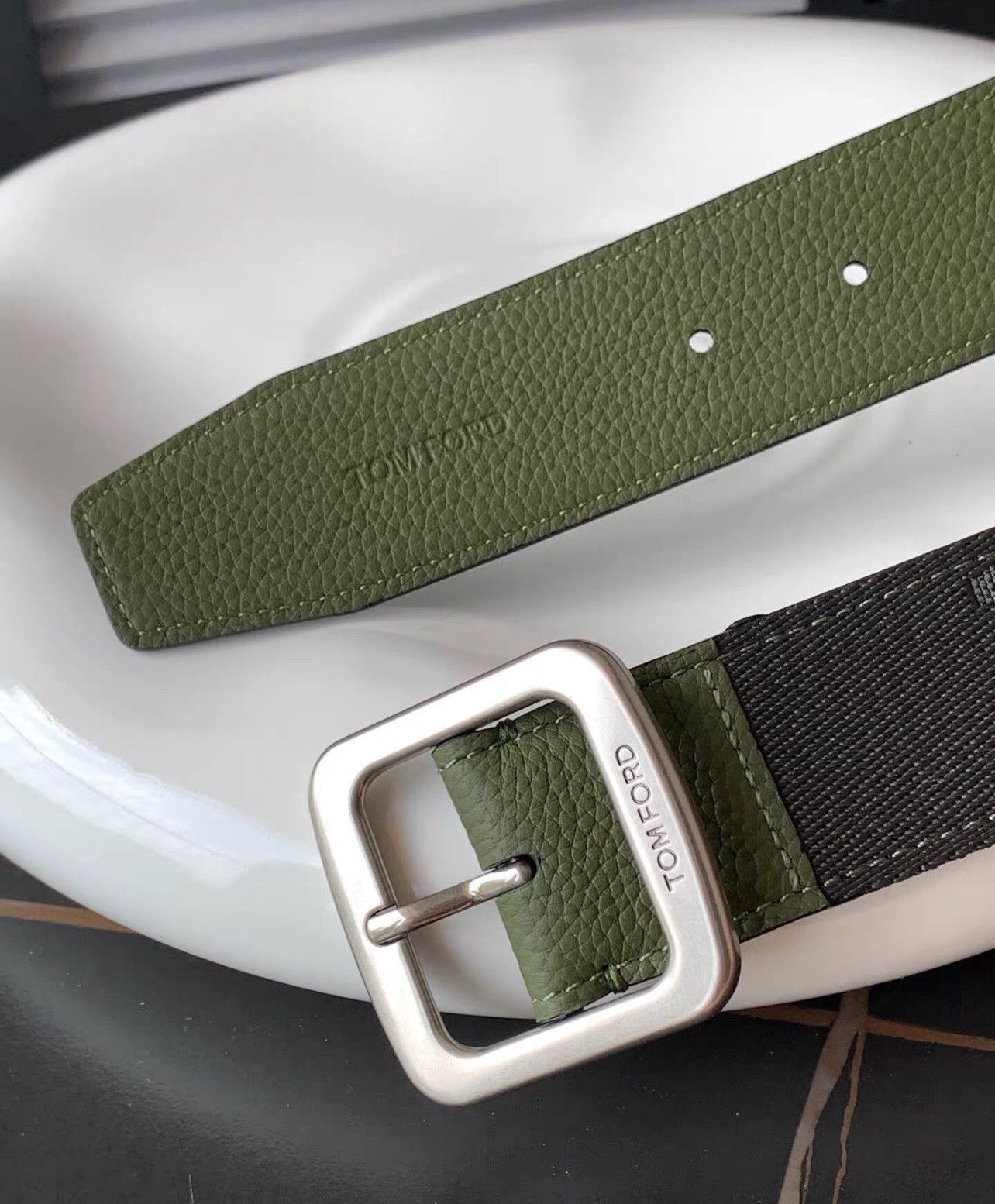 Tom Ford New W Box Tom Ford Leather Safari Green Buckle Belt Luxury Size ONE SIZE - 4 Thumbnail