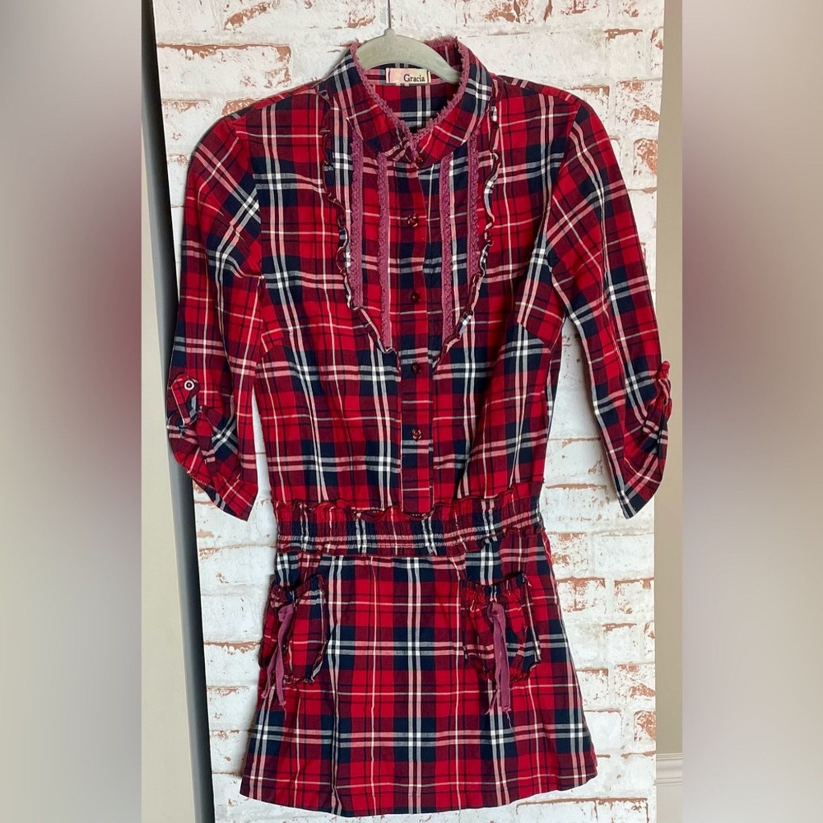 & Other Stories Gracia Red and Navy Plaid Dress Size S / US 4 / IT 40 - 1 Thumbnail