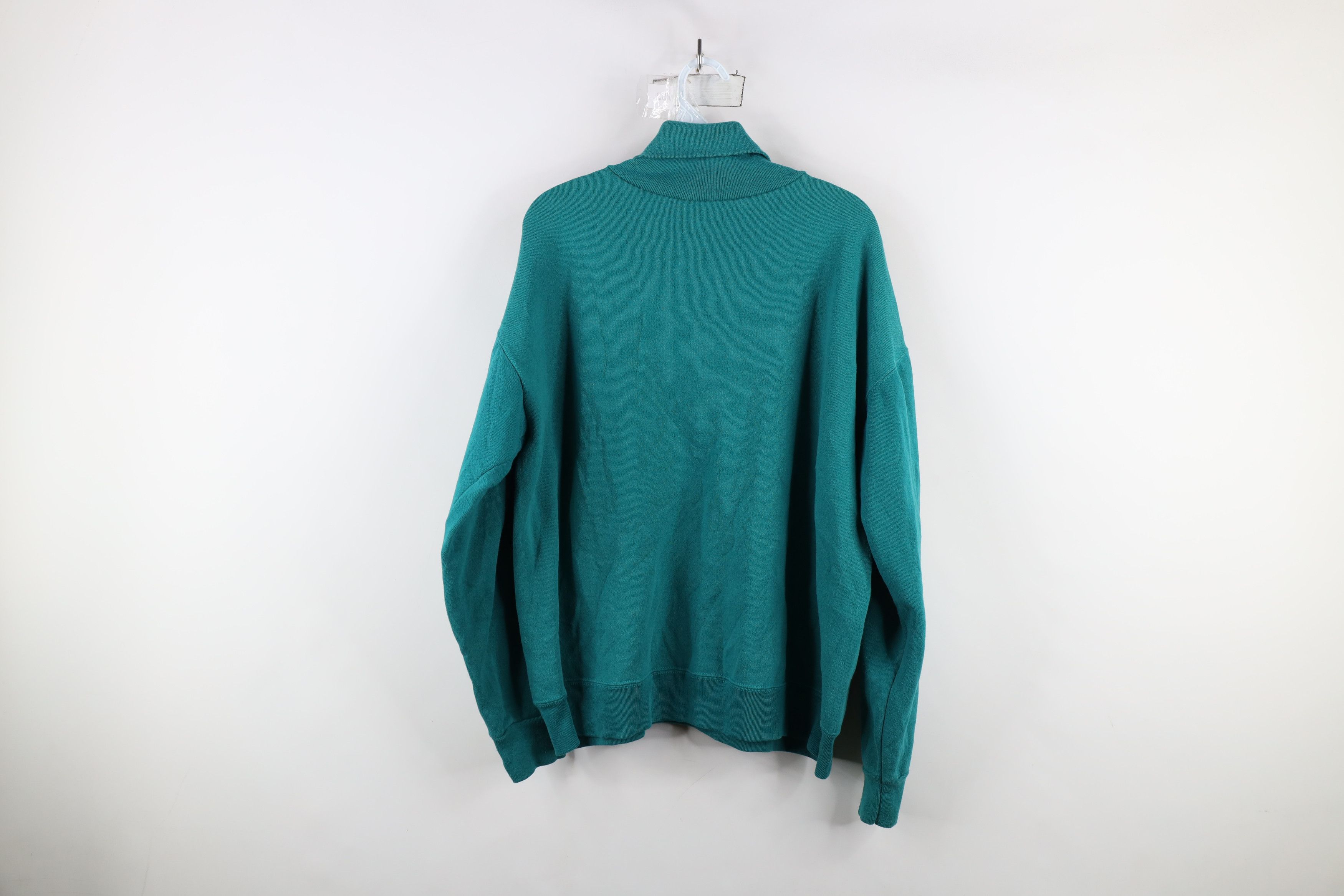 Vintage Vintage 90s Streetwear Heavy Turtleneck Sweatshirt Teal USA Size US XL / EU 56 / 4 - 8 Thumbnail