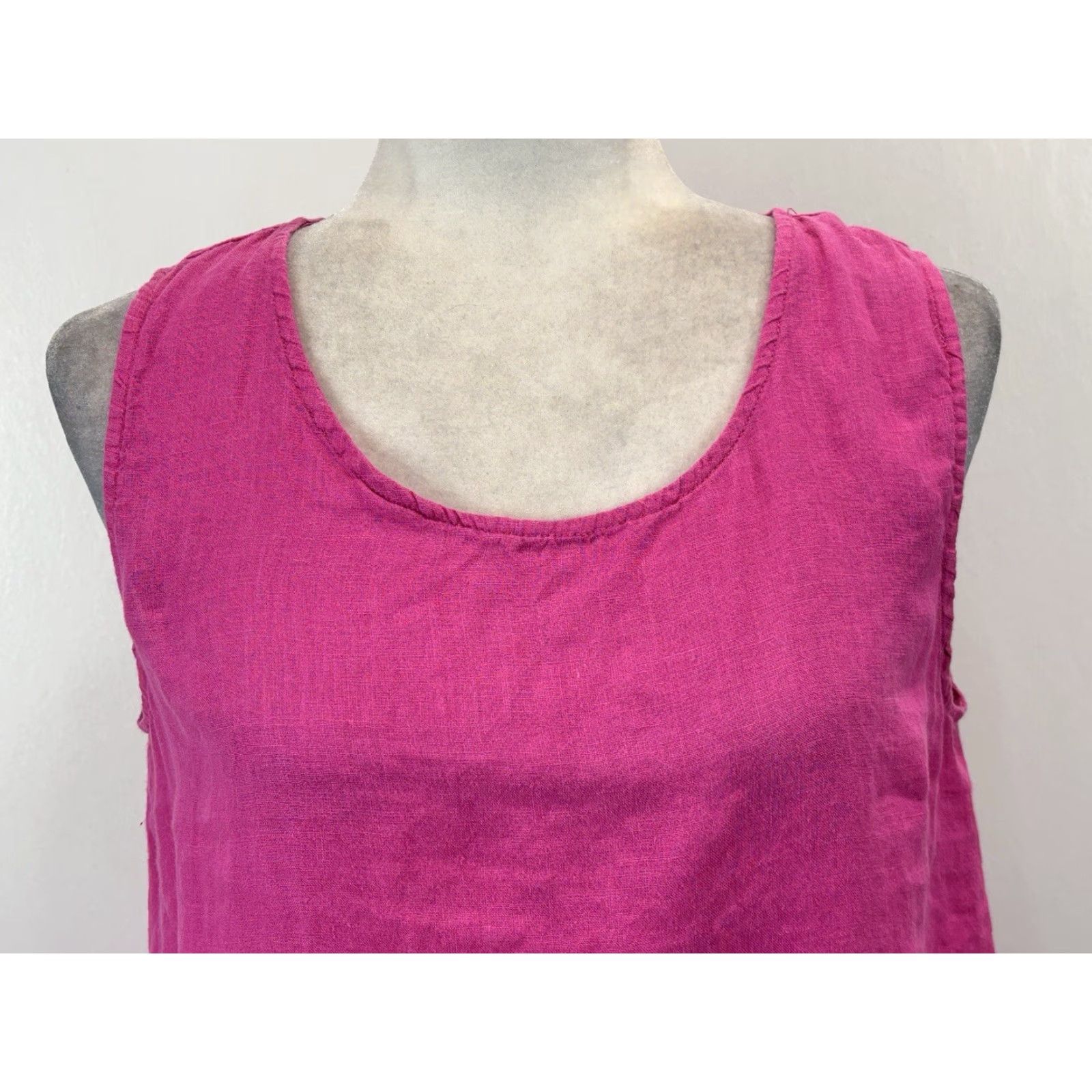 Pinko VINTAGE Yuvita Linen Tank Top Women's Pink Lagenlook Beach Sleeveless Tank M Pink Women’s Shirt Size M Size M / US 6-8 / IT 42-44 - 5 Thumbnail