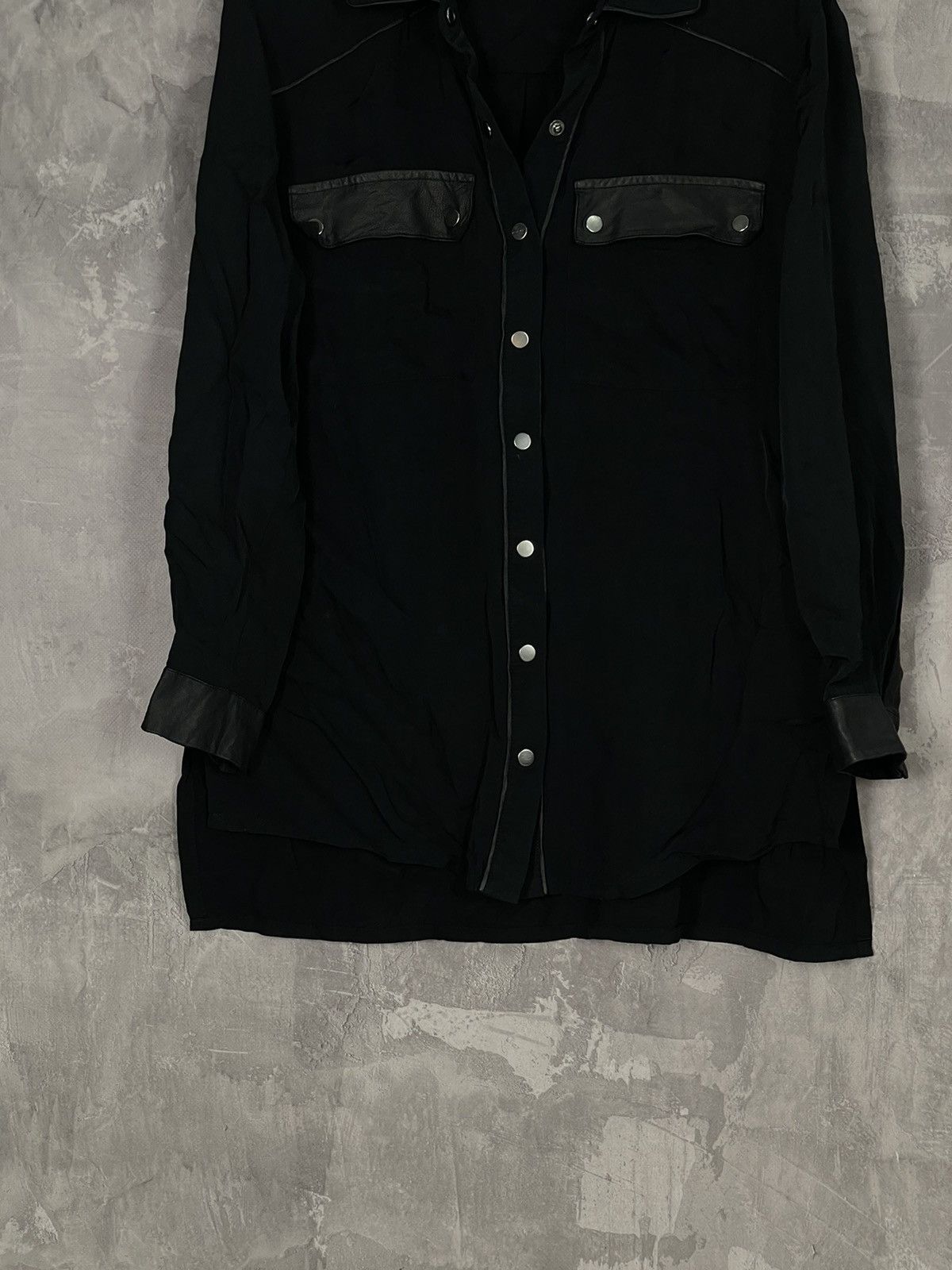 Allsaints × Japanese Brand Allsaints Y2K Avant Garde Black Archive Button Up Shirt Size S / US 4 / IT 40 - 5 Thumbnail