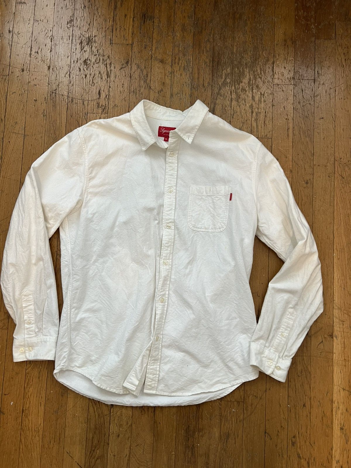 image of Vintage Supreme Flannel Button Up XL in White, Men's