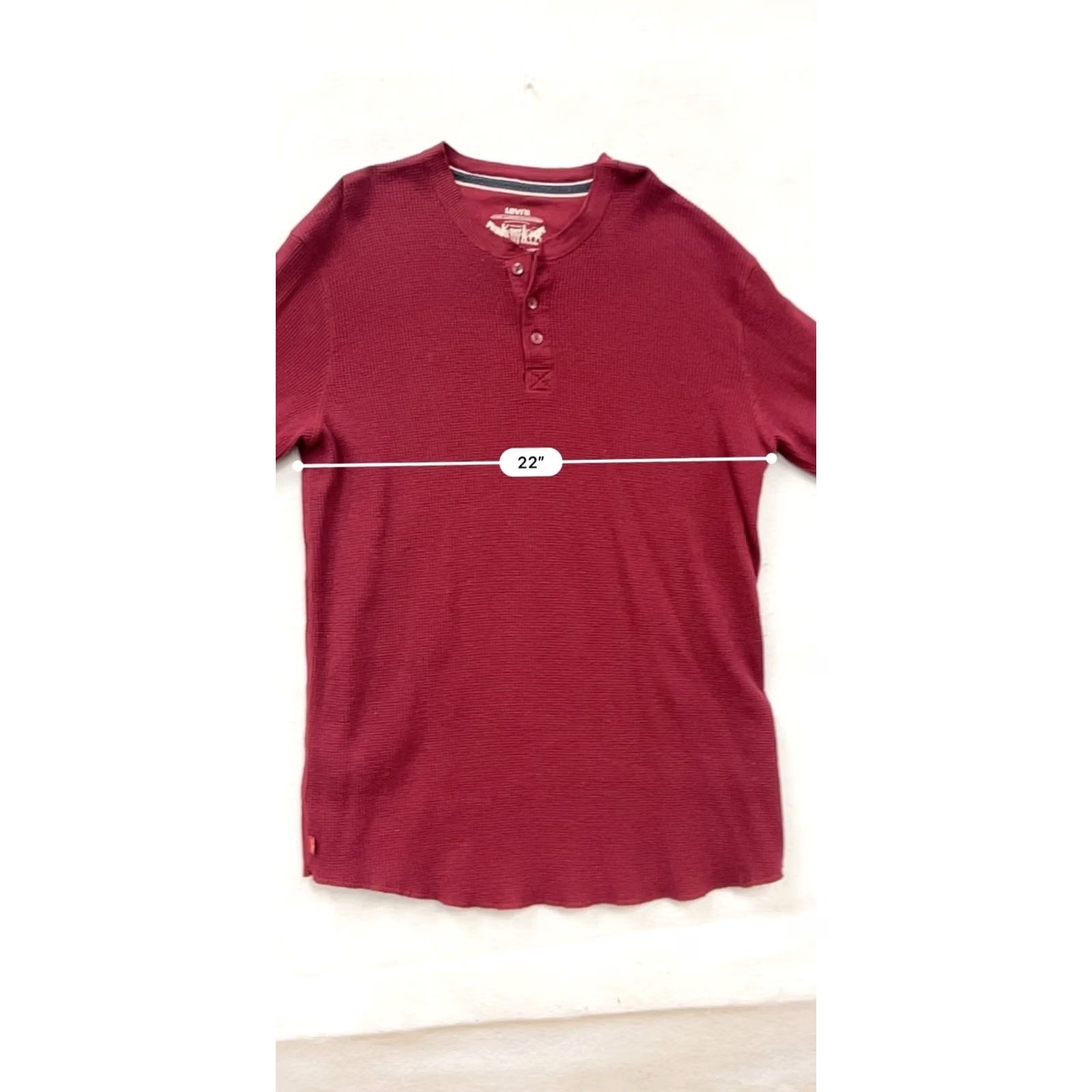 Levi's Levis Henley Shirt Red Waffle Knit XXXL Mens T-Shirt 3XL Size US XXL / EU 58 / 5 - 8 Thumbnail