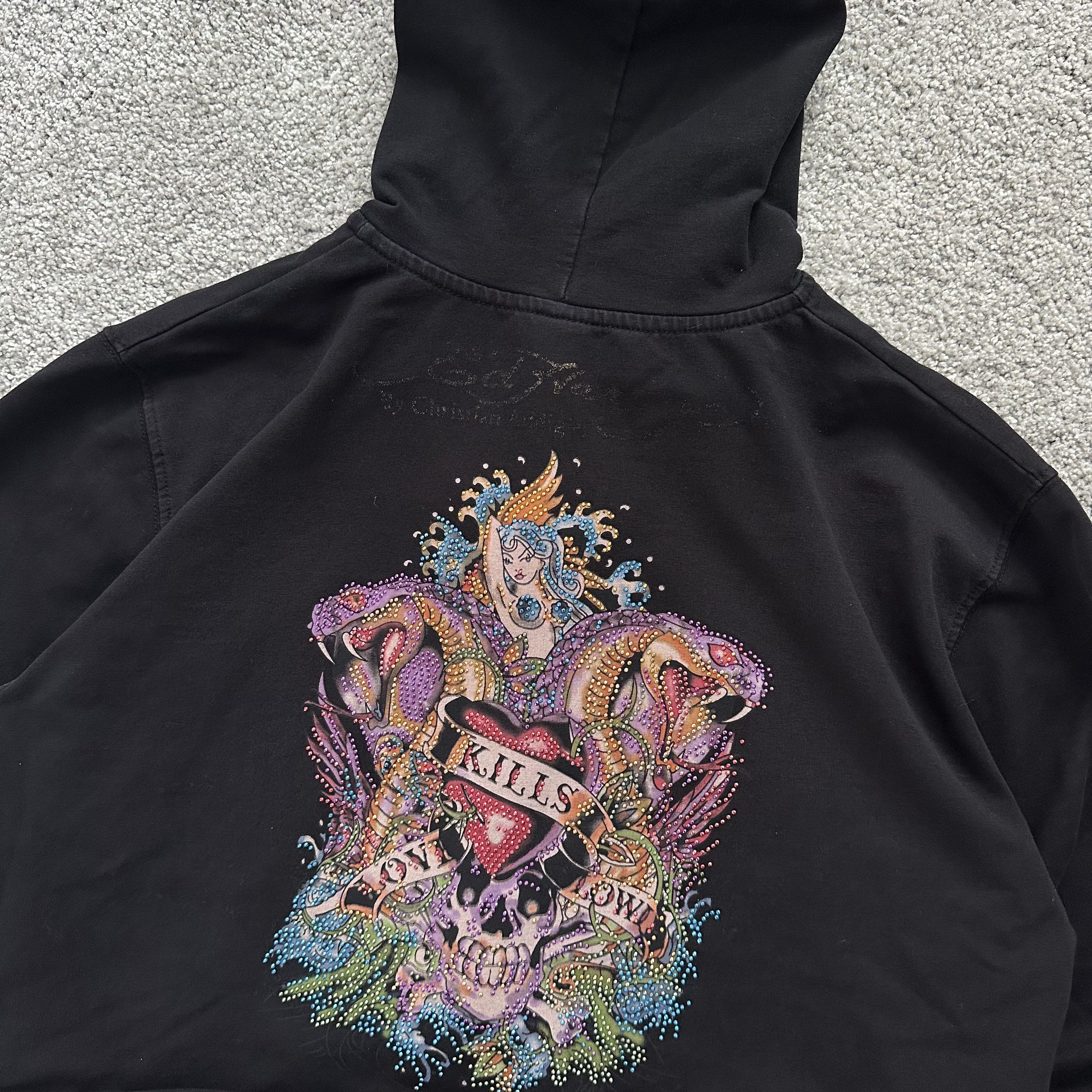 Christian Audigier Ed Hardy Zip Up Big Logo y2k Baggy Hoodie Size US XS / EU 42 / 0 - 4 Thumbnail