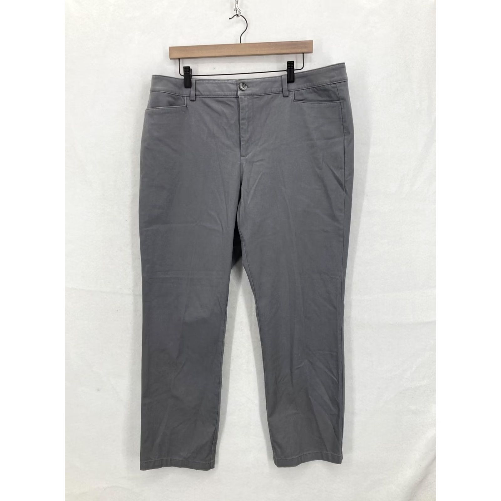 Loft VINTAGE LOFT Outlet Pants Womens 16 Gray Slim Straight Chino Stretch Twill Office Career Size 38" / US 16 / IT 52 - 2 Thumbnail