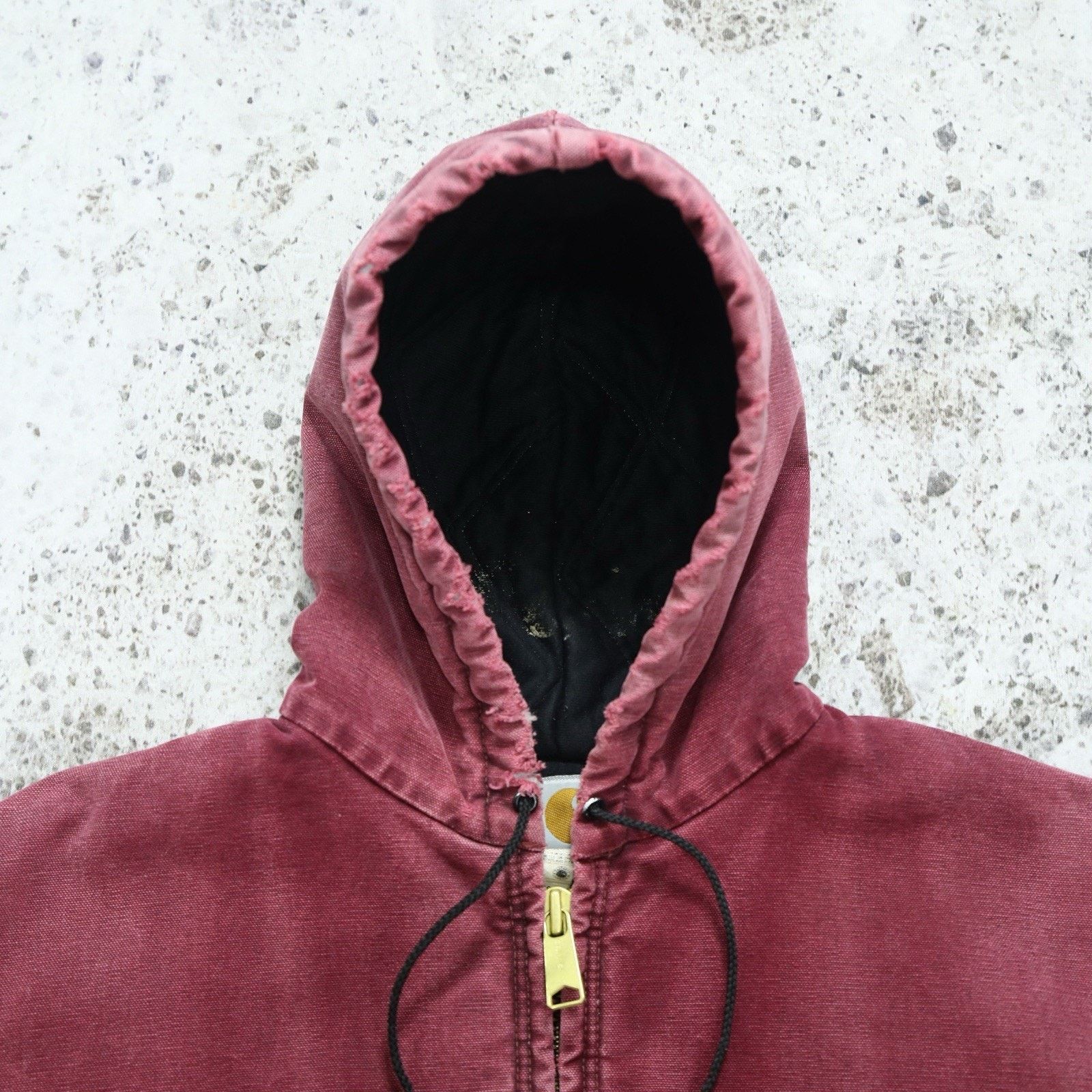 THRASHED Vintage Carhartt J68 CRI Crimson Faded Red Jacket