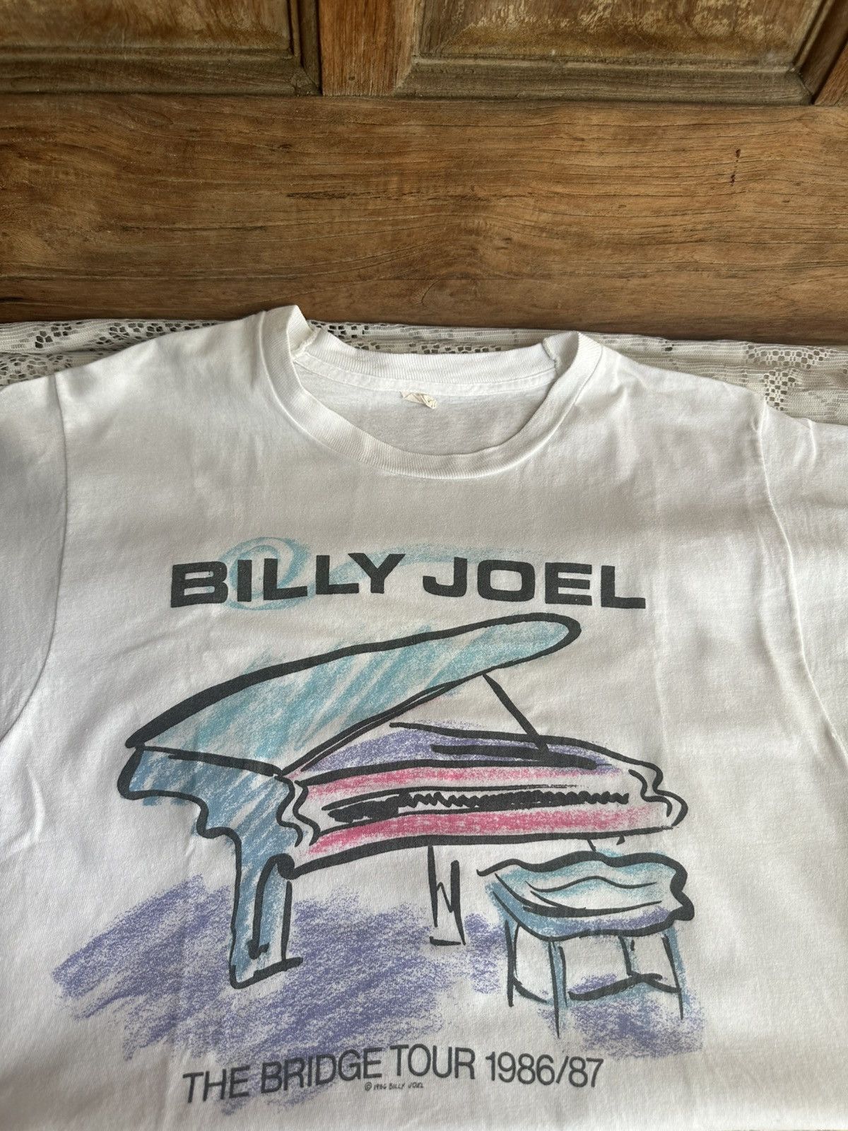 Vintage Vintage 80s Billy Joel Bridge Tour 86/87 Piano Tshirt Size US M / EU 48-50 / 2 - 1 Thumbnail