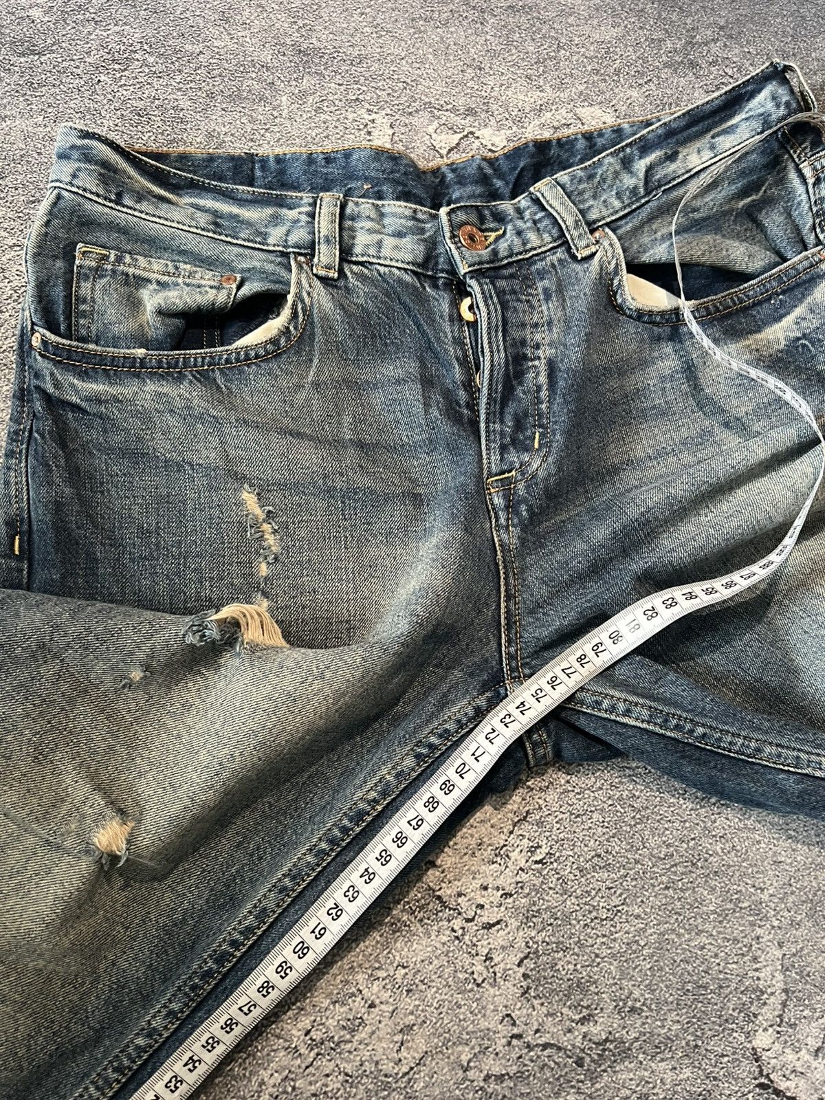 Japanese Brand Distressed Vintage Slim Archival Jeans Retro Style Size US 32 / EU 48 - 7 Thumbnail
