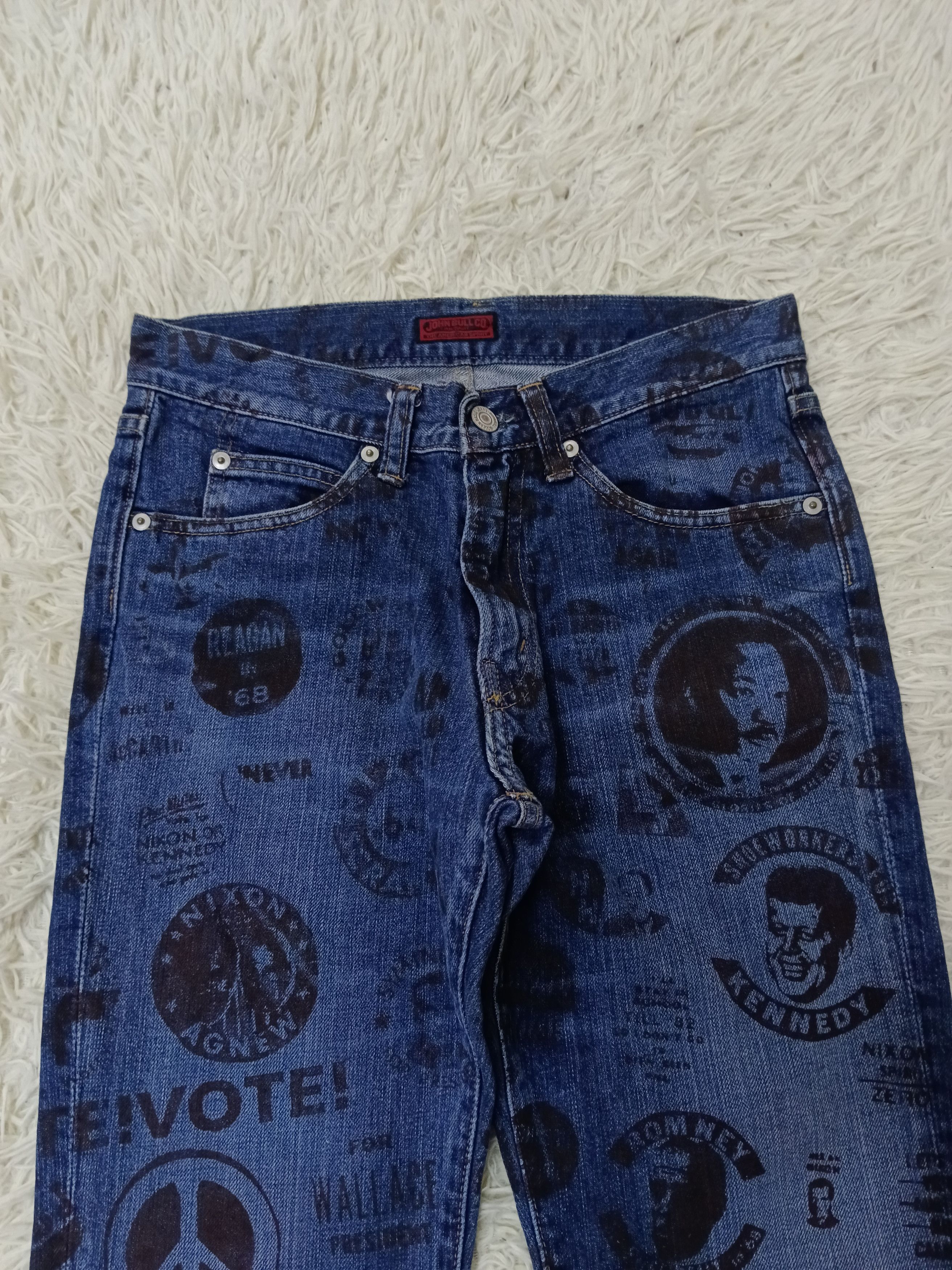 Johnbull VINTAGE 90s OVER PRINT JOHNBULL DENIM PANTS Size US 28 / EU 44 - 3 Thumbnail