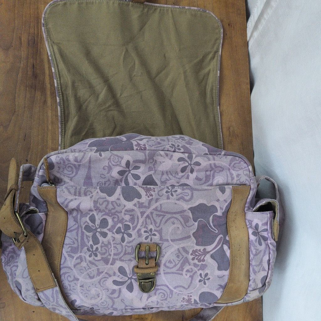 L.L. Bean × Vintage LL Bean Y2K-ish Tropical Floral & Leather Messenger Bag Size ONE SIZE - 4 Thumbnail