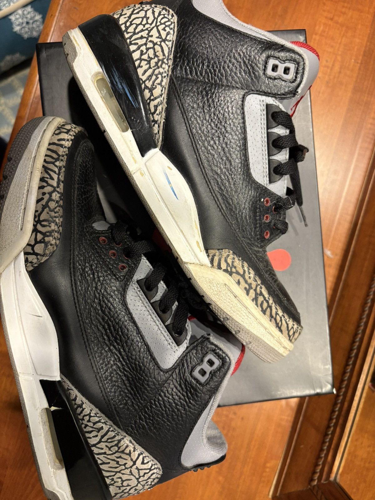 Jordan Brand × Nike Pre Owned 2011 Nike Air Jordan Retro 3 black cement. Size US 9.5 / EU 42-43 - 2 Thumbnail
