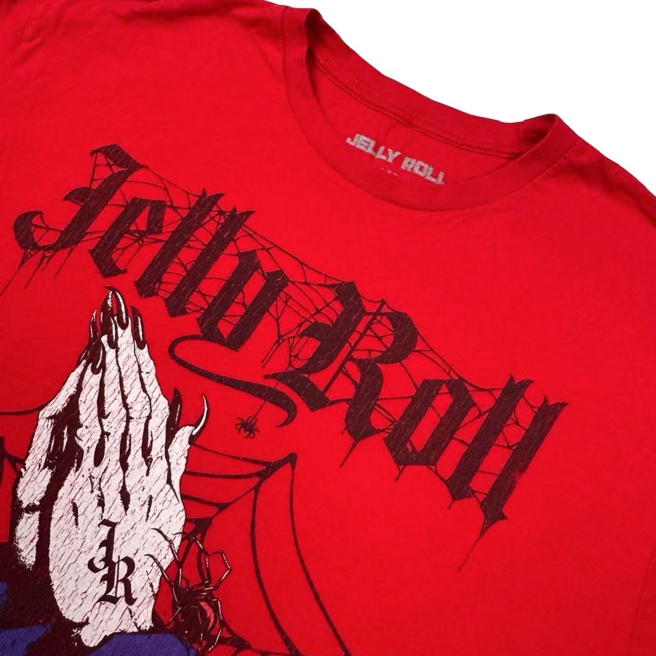 Vintage Jelly Roll Ain't No Saving Men's Graphic T-Shirt Red XL Short Sleeve Large Praying Hand Graphic on Front Size US XL / EU 56 / 4 - 2 Thumbnail