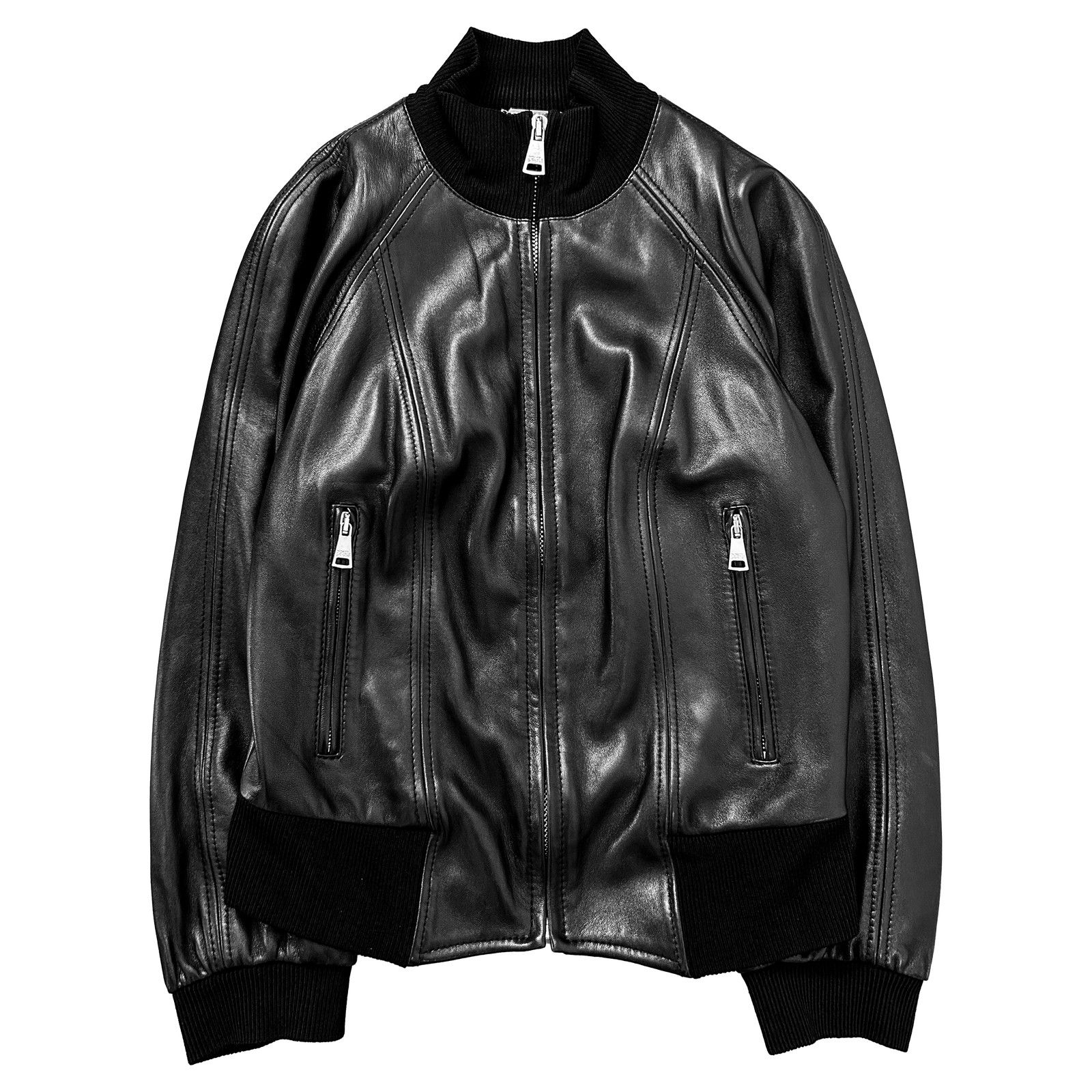 ジャケット・アウター 00s dolce&gabbana vintage leather jacket DOLCE & GABBANA Jacket Black 100% Leather Full Zip WMN