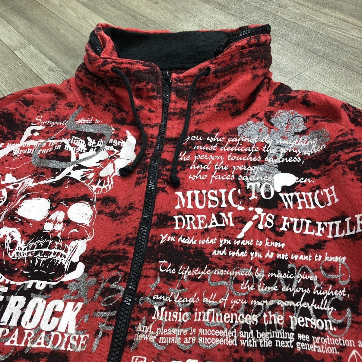 14th Addiction × If Six Was Nine × Le Grande Bleu (L.G.B.) ☠️ 2000s TimeStep Poem Cross Skulls Punks Goa Bono Jacket Size US XXL / EU 58 / 5 - 10 Thumbnail