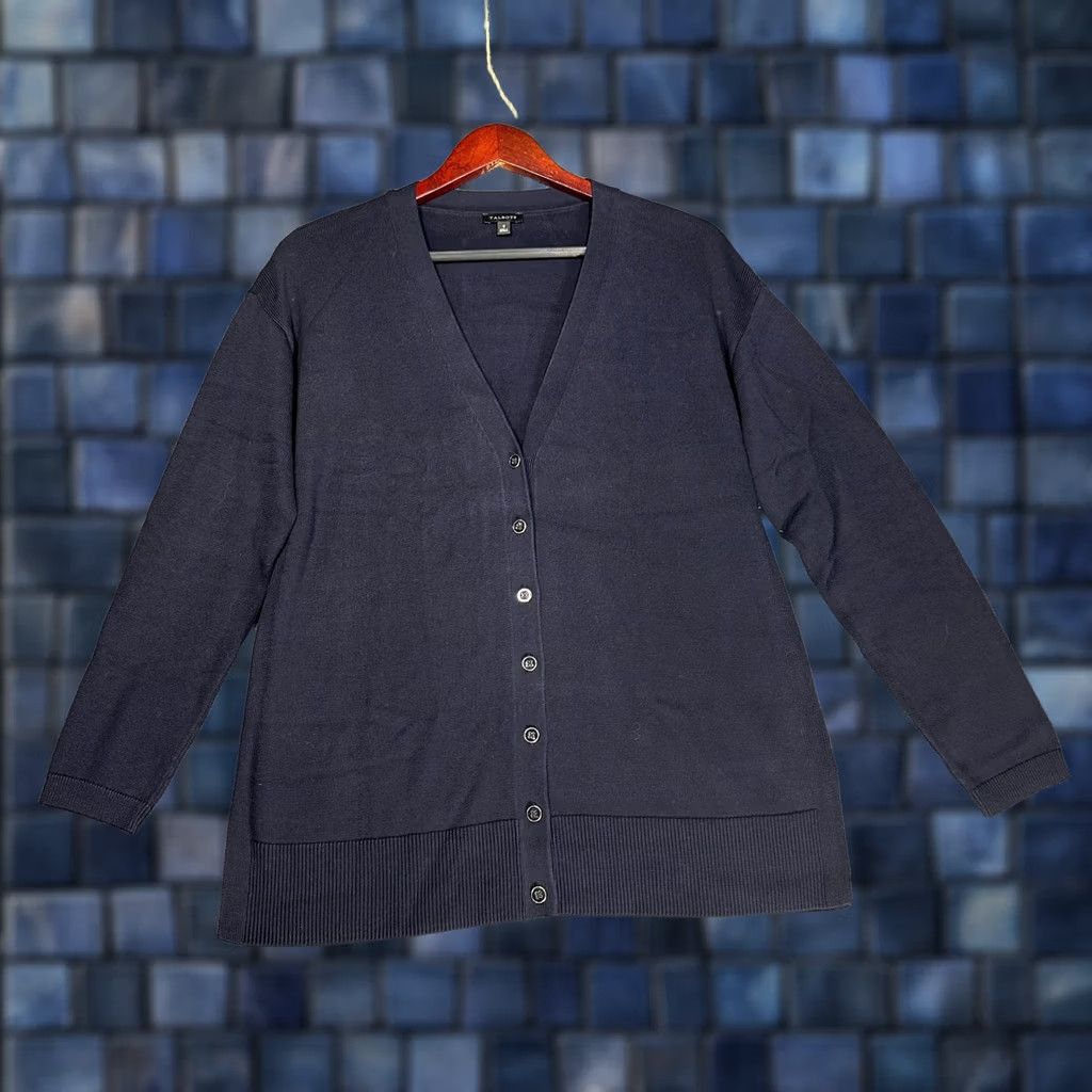 Talbots Talbots Cardigan Sweater Womens Small Navy Blue Cotton Blend Button Front V Neck Size S / US 4 / IT 40 - 1 Thumbnail