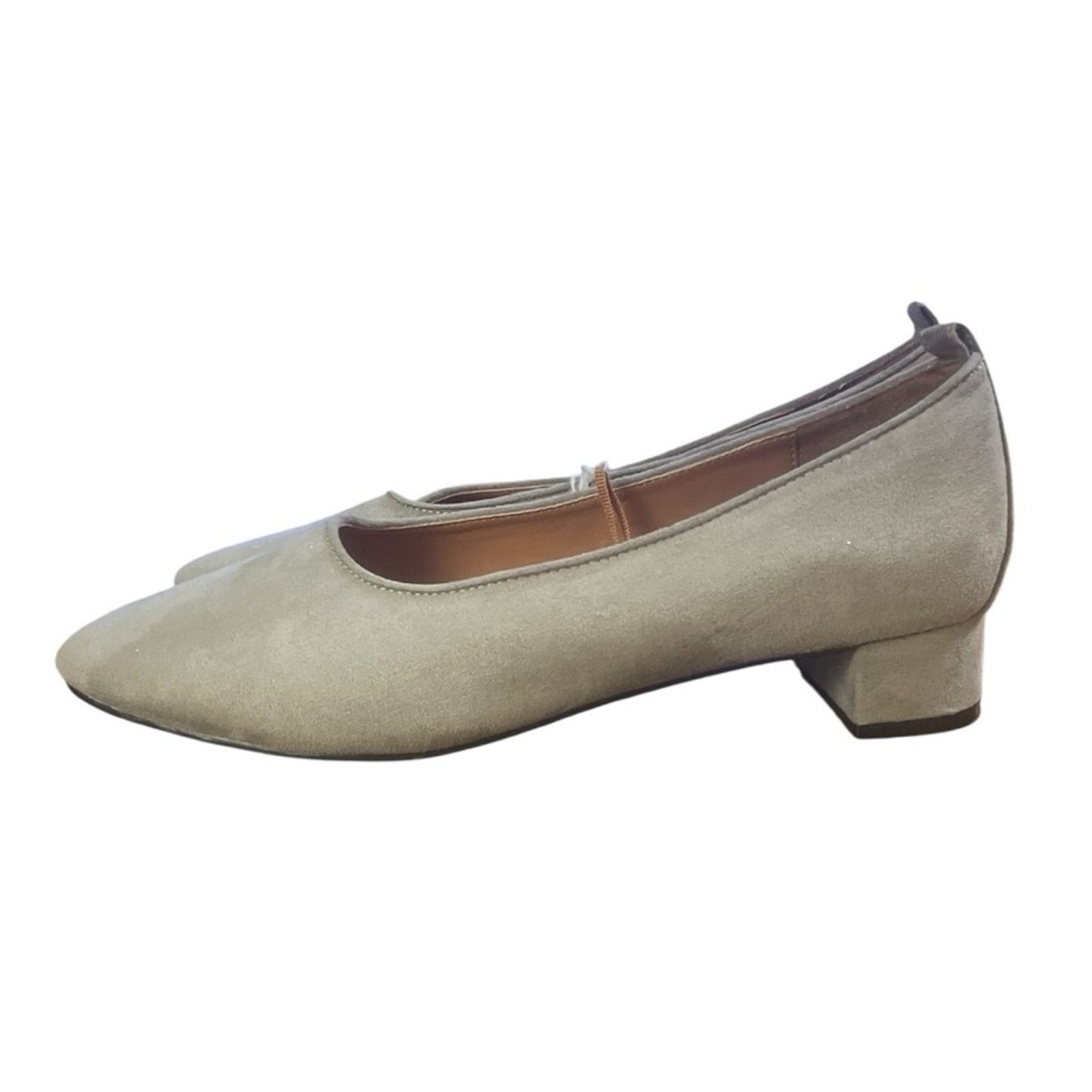 H&M H&M Gray Beige Classic Loafer Style Block Mini Heel Size US 8 / IT 38 - 1 Thumbnail