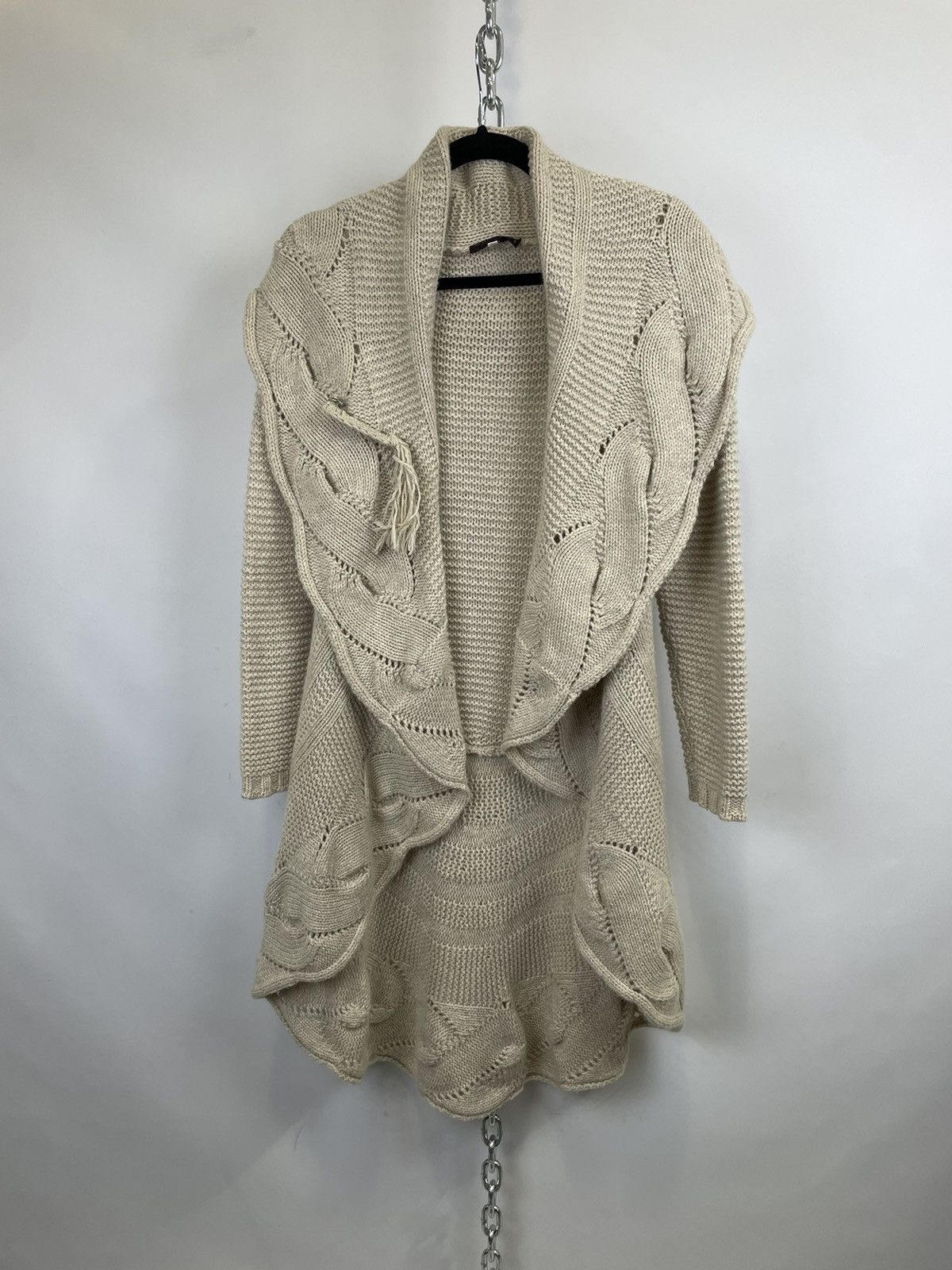 image of Rani Arabella Womens Oatmeal Cashmere Cardigan Sweater Size M in Beige